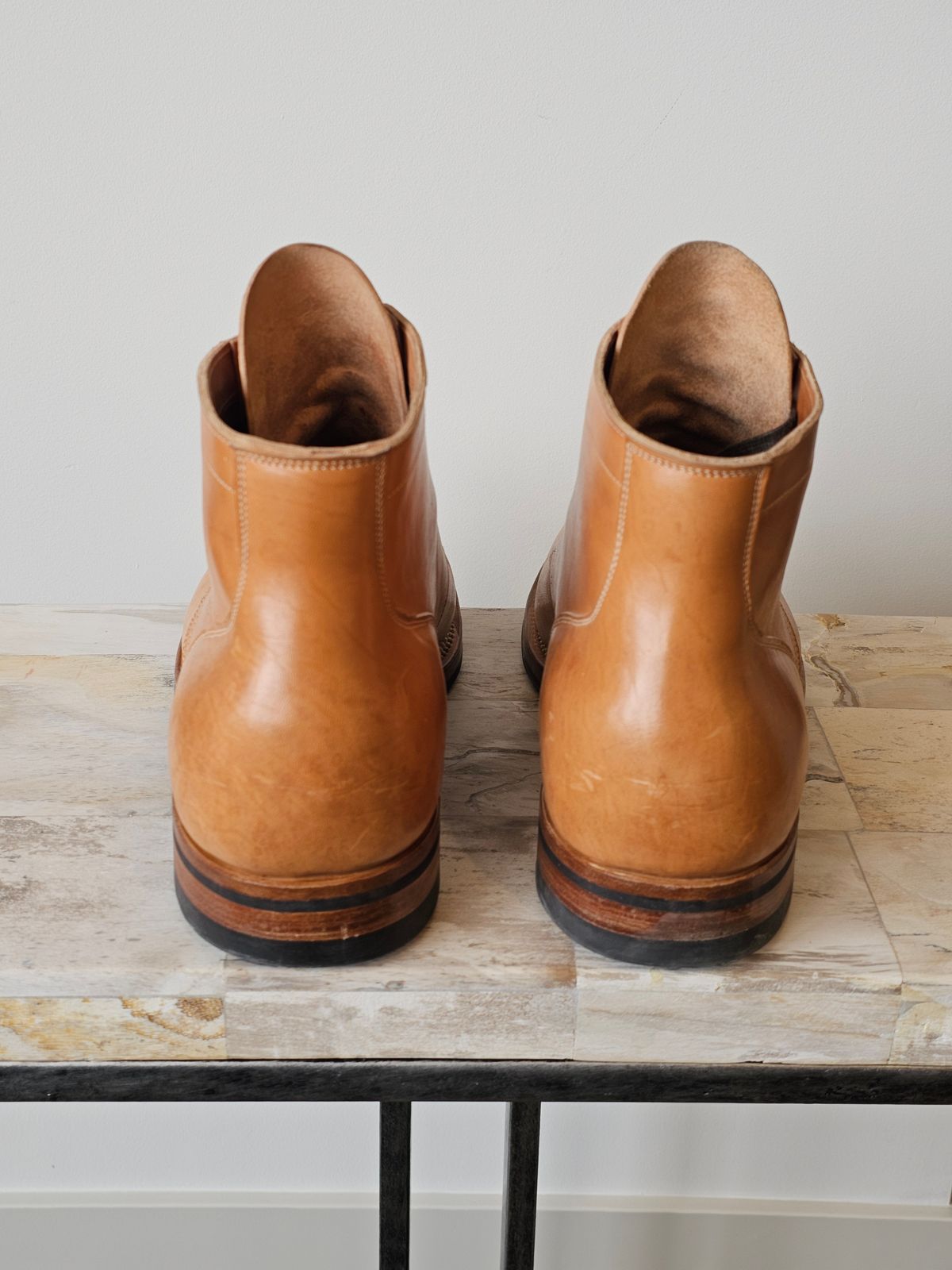 Photo by cgbaird2 on January 5, 2026 of the Viberg Service Boot in Maryam Natural Horsebutt.