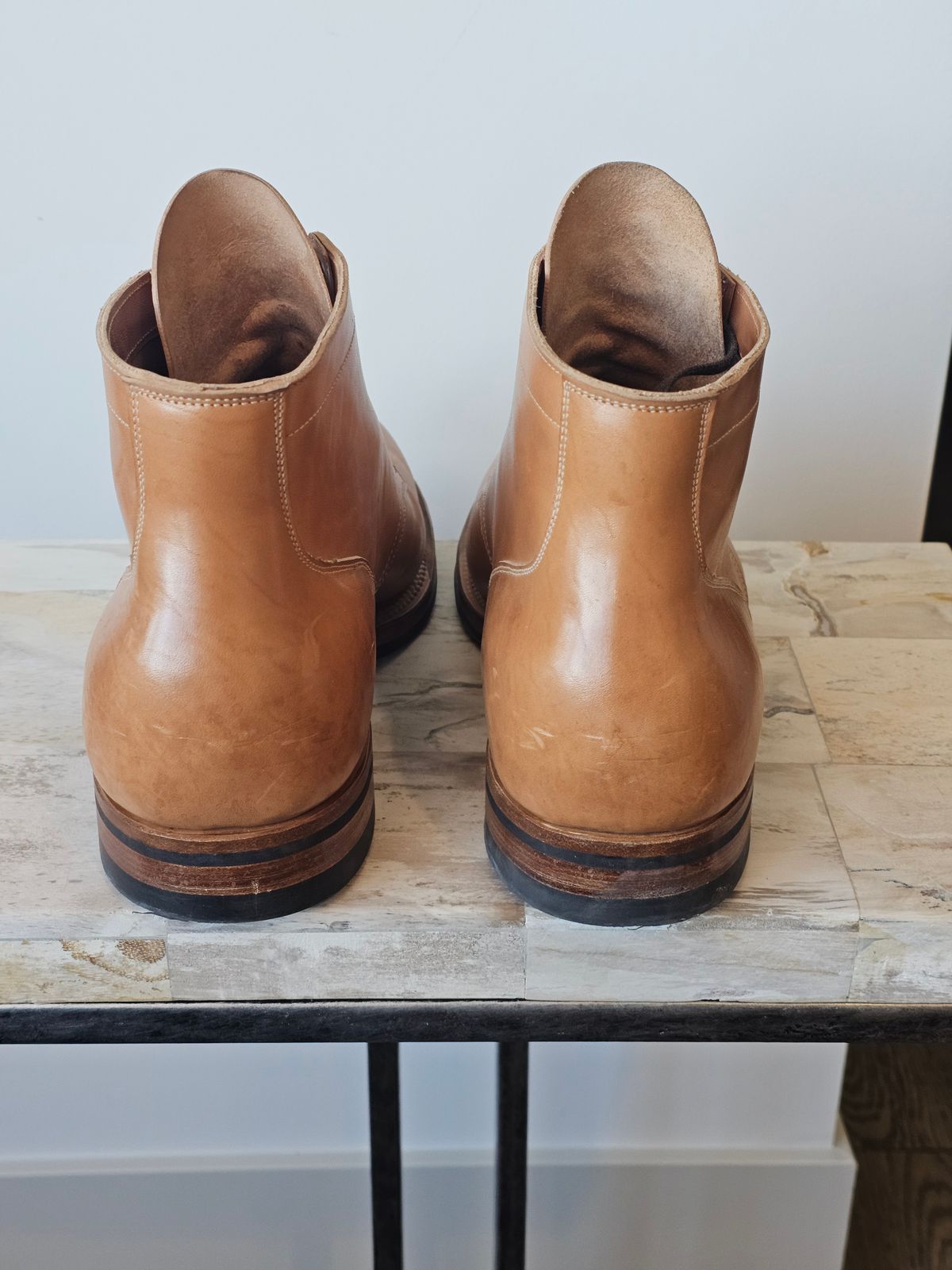 Photo by cgbaird2 on February 5, 2026 of the Viberg Service Boot in Maryam Natural Horsebutt.