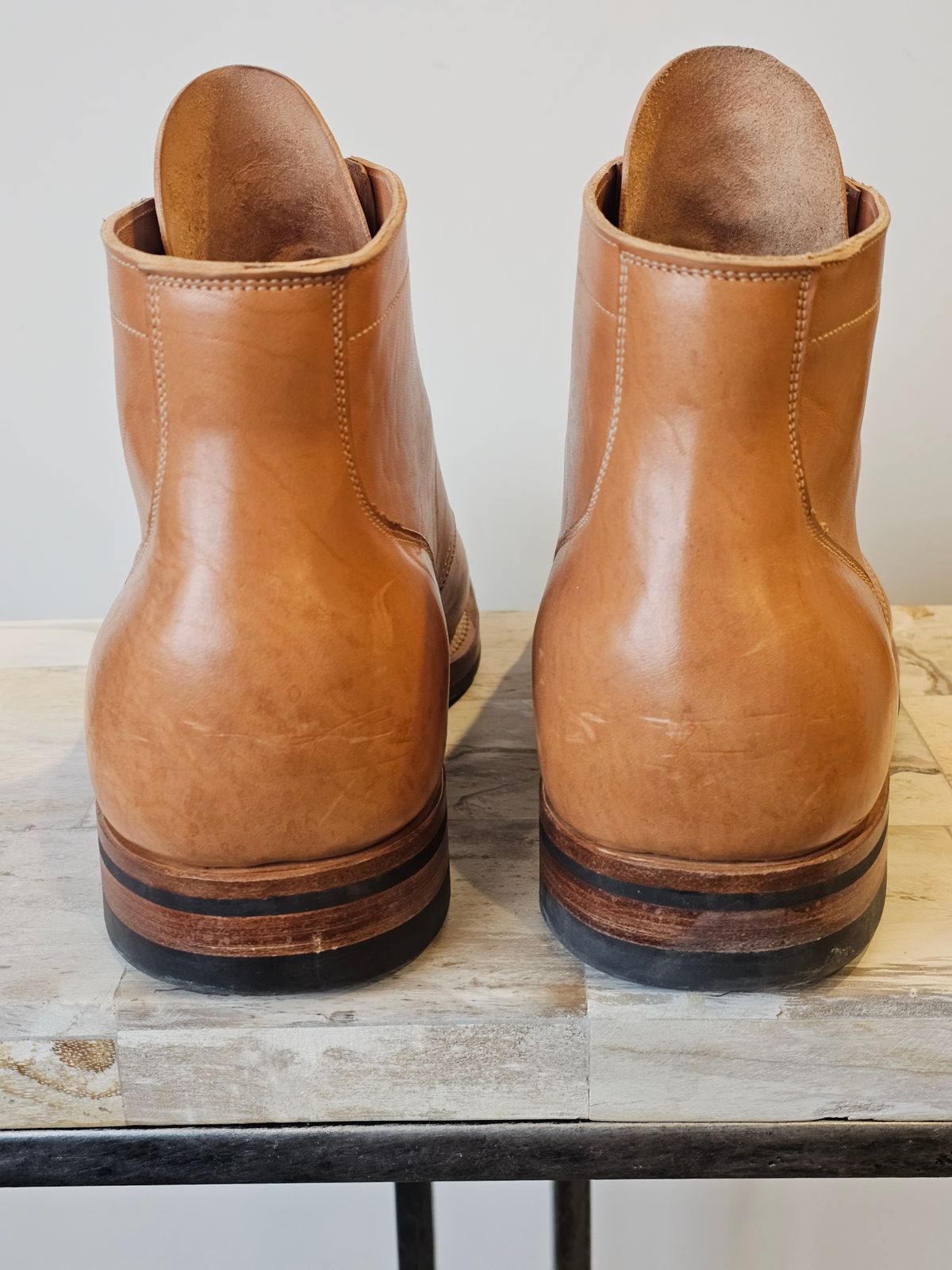 Photo by cgbaird2 on March 3, 2026 of the Viberg Service Boot in Maryam Natural Horsebutt.