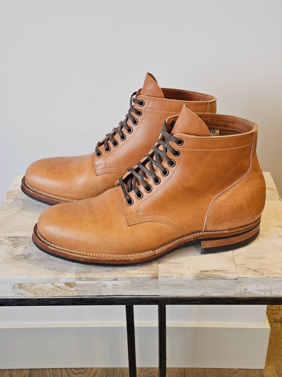 Photo by cgbaird2 on March 3, 2026 of the Viberg Service Boot in Maryam Natural Horsebutt.