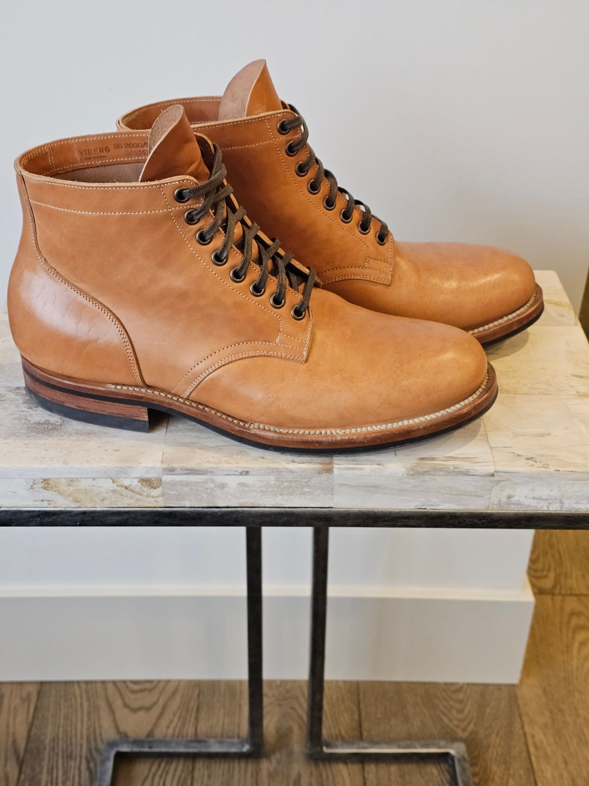 Photo by cgbaird2 on March 3, 2026 of the Viberg Service Boot in Maryam Natural Horsebutt.