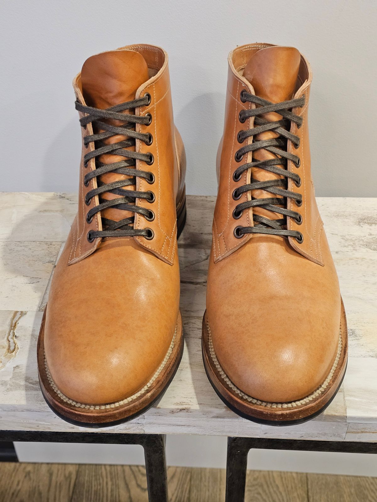 Photo by cgbaird2 on April 3, 2026 of the Viberg Service Boot in Maryam Natural Horsebutt.