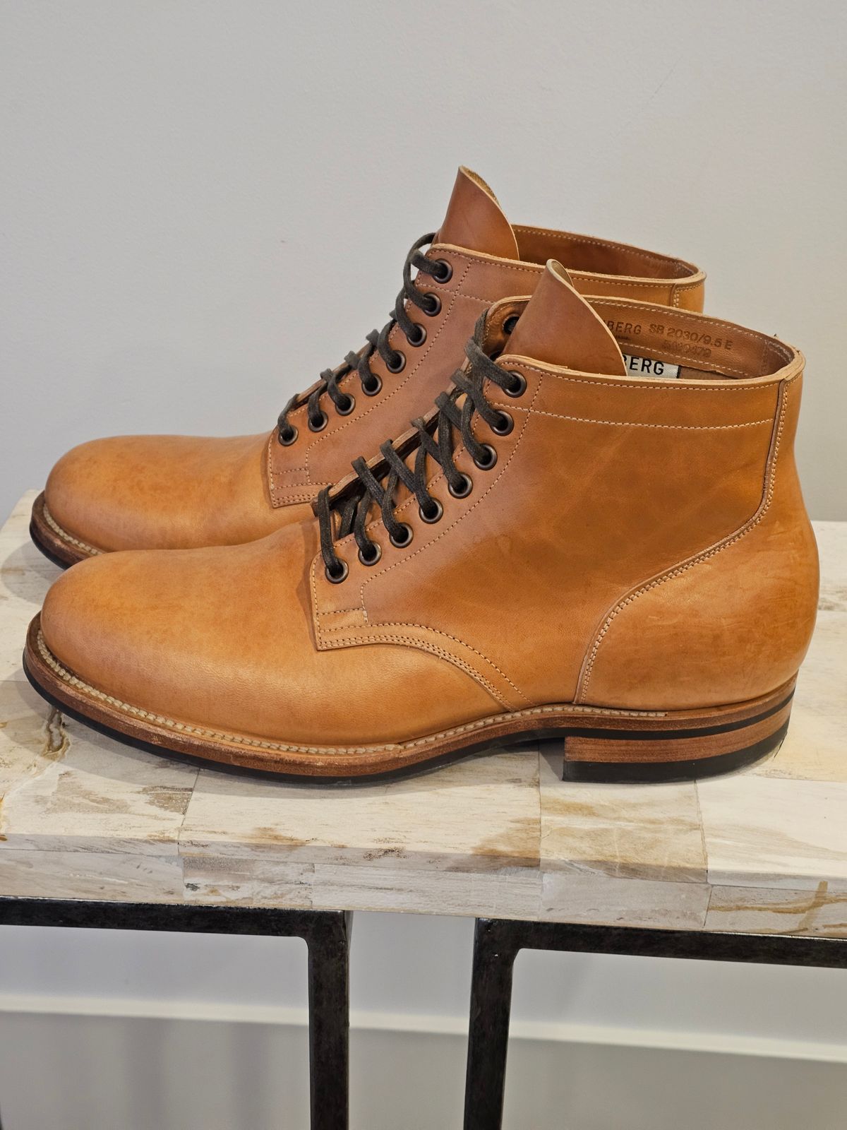 Photo by cgbaird2 on April 3, 2026 of the Viberg Service Boot in Maryam Natural Horsebutt.