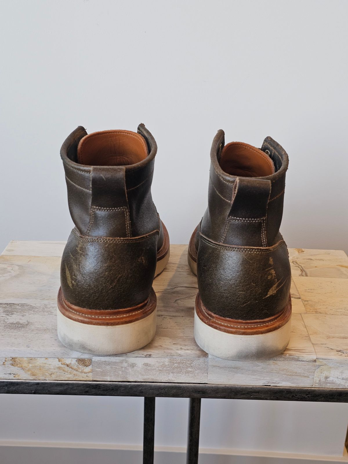 Photo by cgbaird2 on November 4, 2025 of the Viberg Scout Boot in Horween Olive Waxed Flesh.