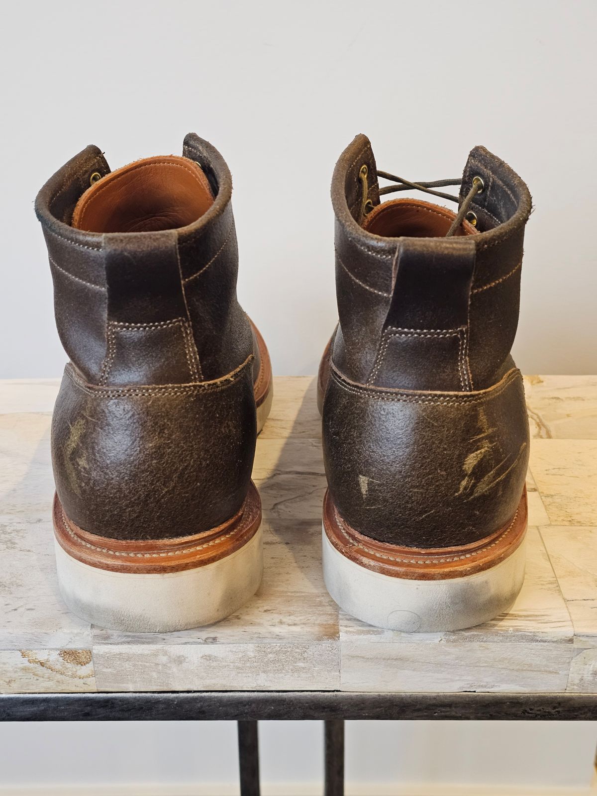 Photo by cgbaird2 on March 3, 2026 of the Viberg Scout Boot in Horween Olive Waxed Flesh.