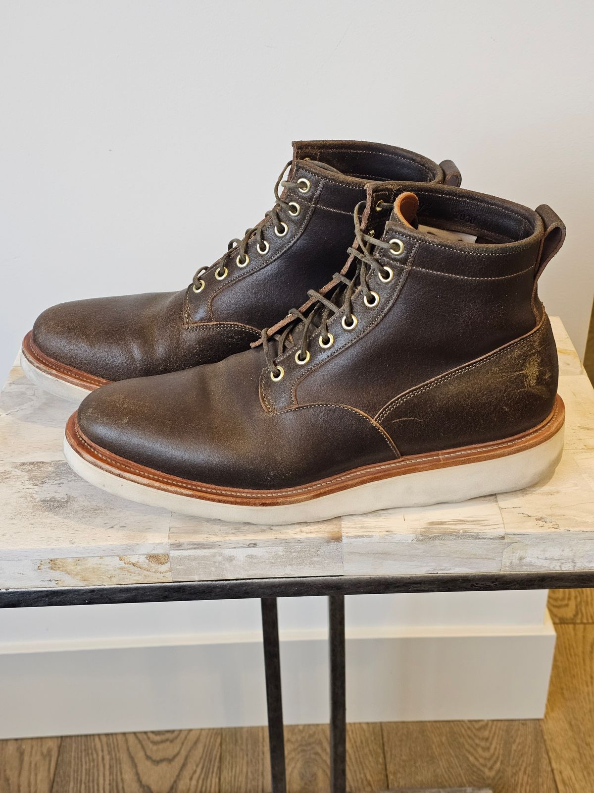 Photo by cgbaird2 on March 3, 2026 of the Viberg Scout Boot in Horween Olive Waxed Flesh.