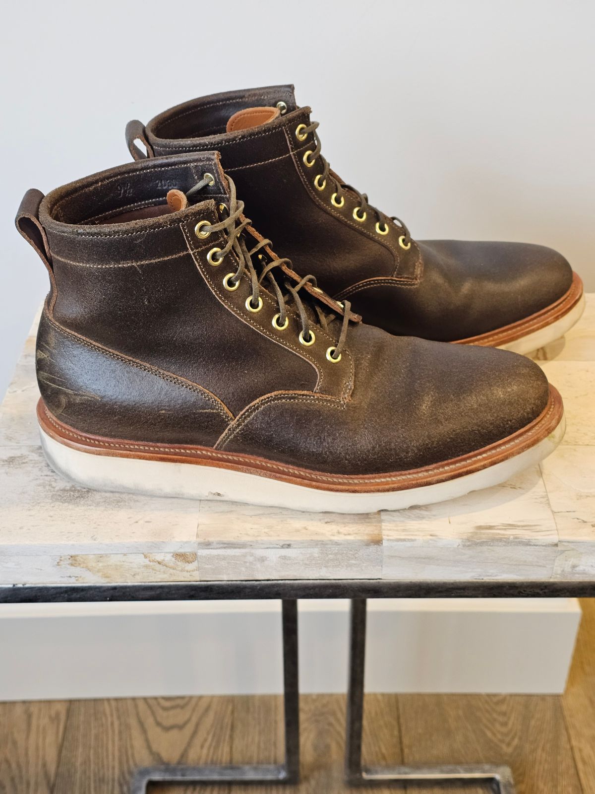 Photo by cgbaird2 on March 3, 2026 of the Viberg Scout Boot in Horween Olive Waxed Flesh.