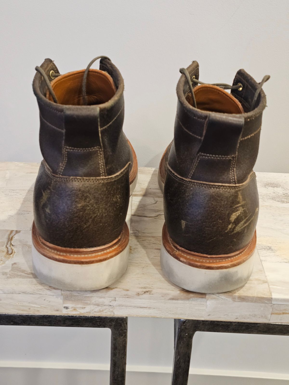 Photo by cgbaird2 on April 3, 2026 of the Viberg Scout Boot in Horween Olive Waxed Flesh.