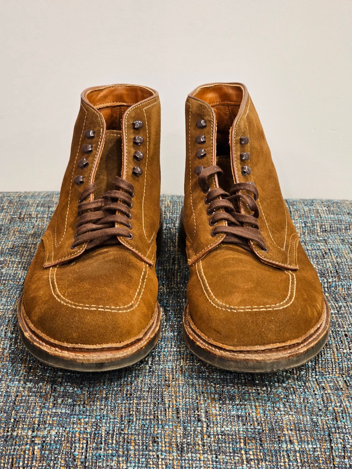 Photo by cgbaird2 on March 31, 2023 of the Alden Indy Boot in C.F. Stead Snuff Repello Calf Suede.