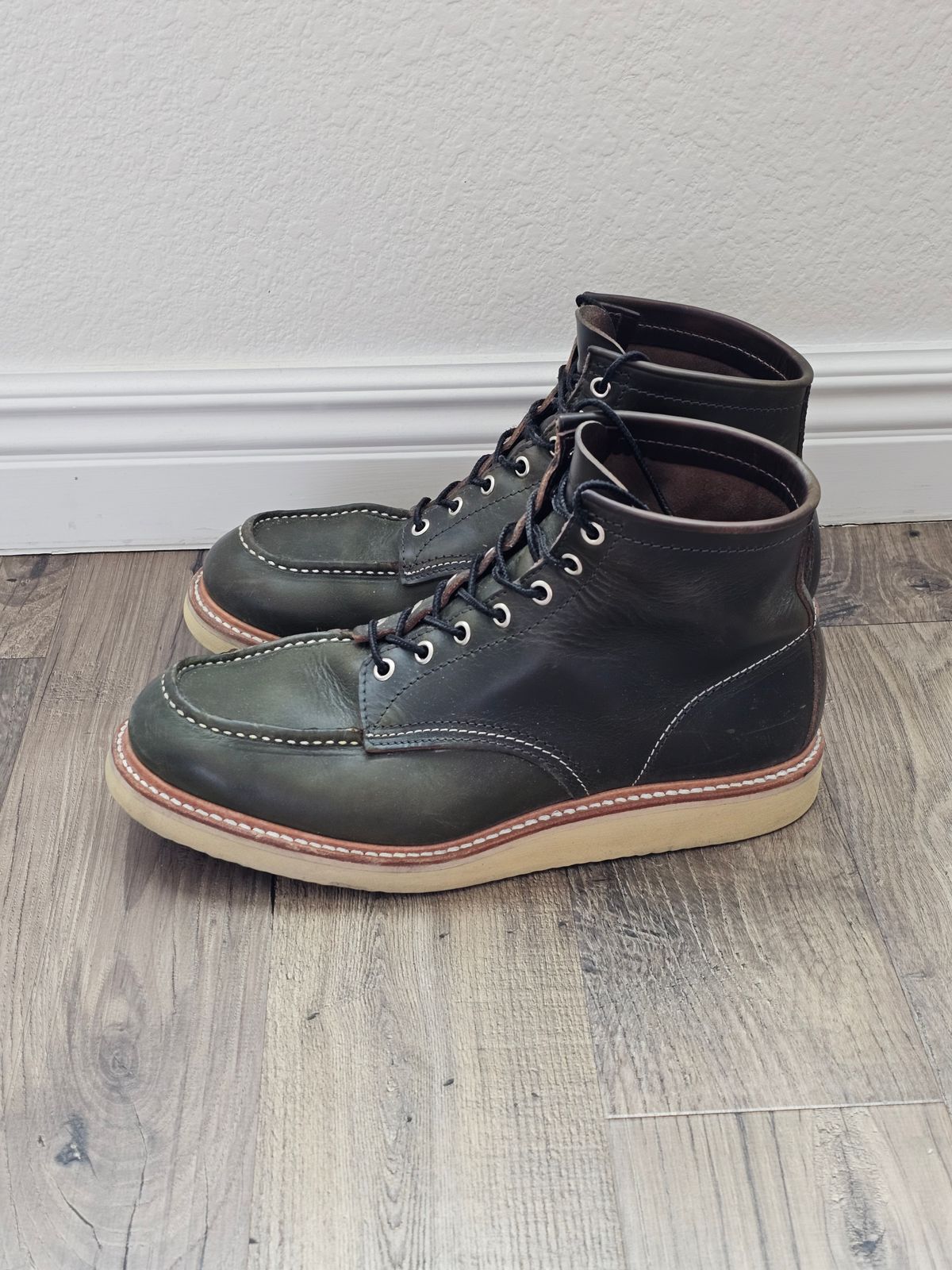 Photo by cgbaird2 on February 3, 2024 of the Jamvaida Japanese Moc Toe in Horween Olive Chromexcel.