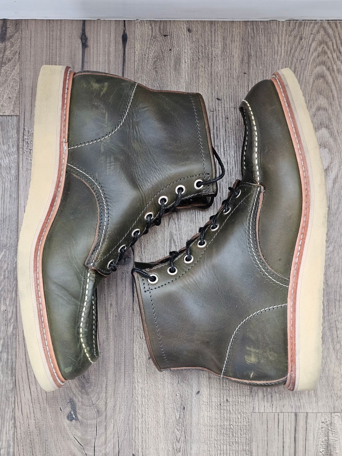 Photo by cgbaird2 on February 3, 2024 of the Jamvaida Japanese Moc Toe in Horween Olive Chromexcel.