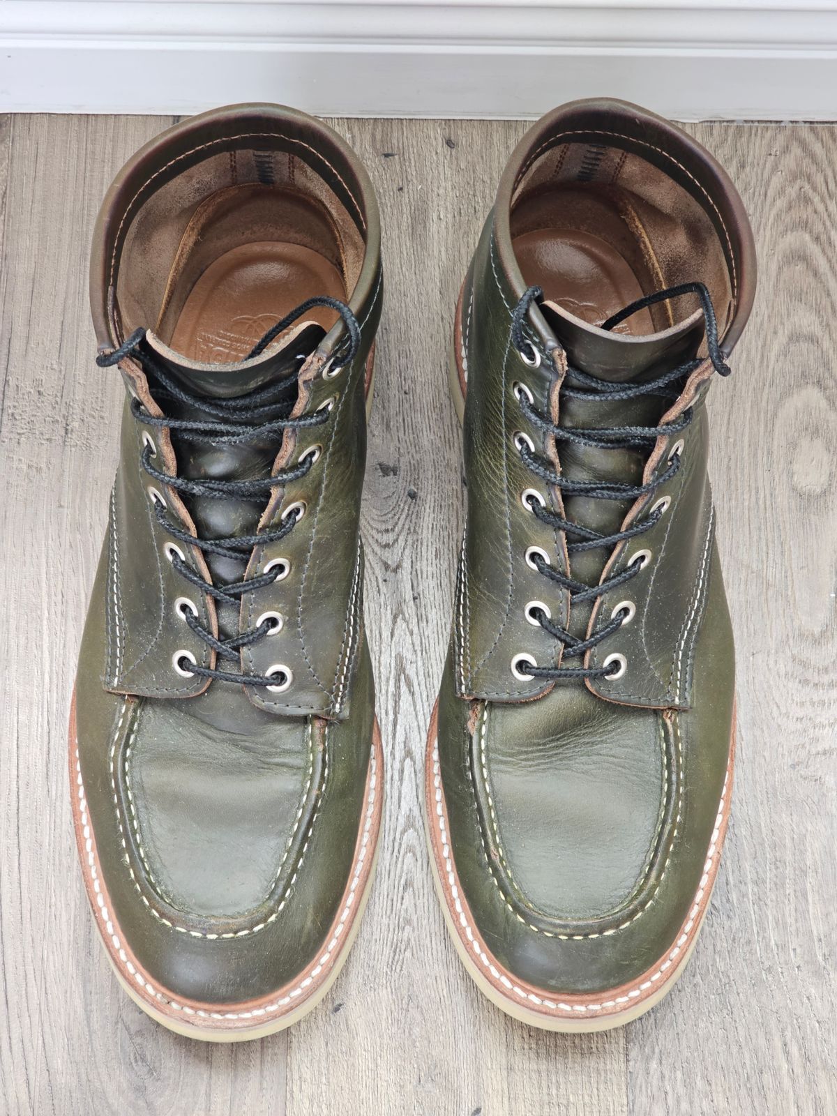 Photo by cgbaird2 on February 3, 2024 of the Jamvaida Japanese Moc Toe in Horween Olive Chromexcel.