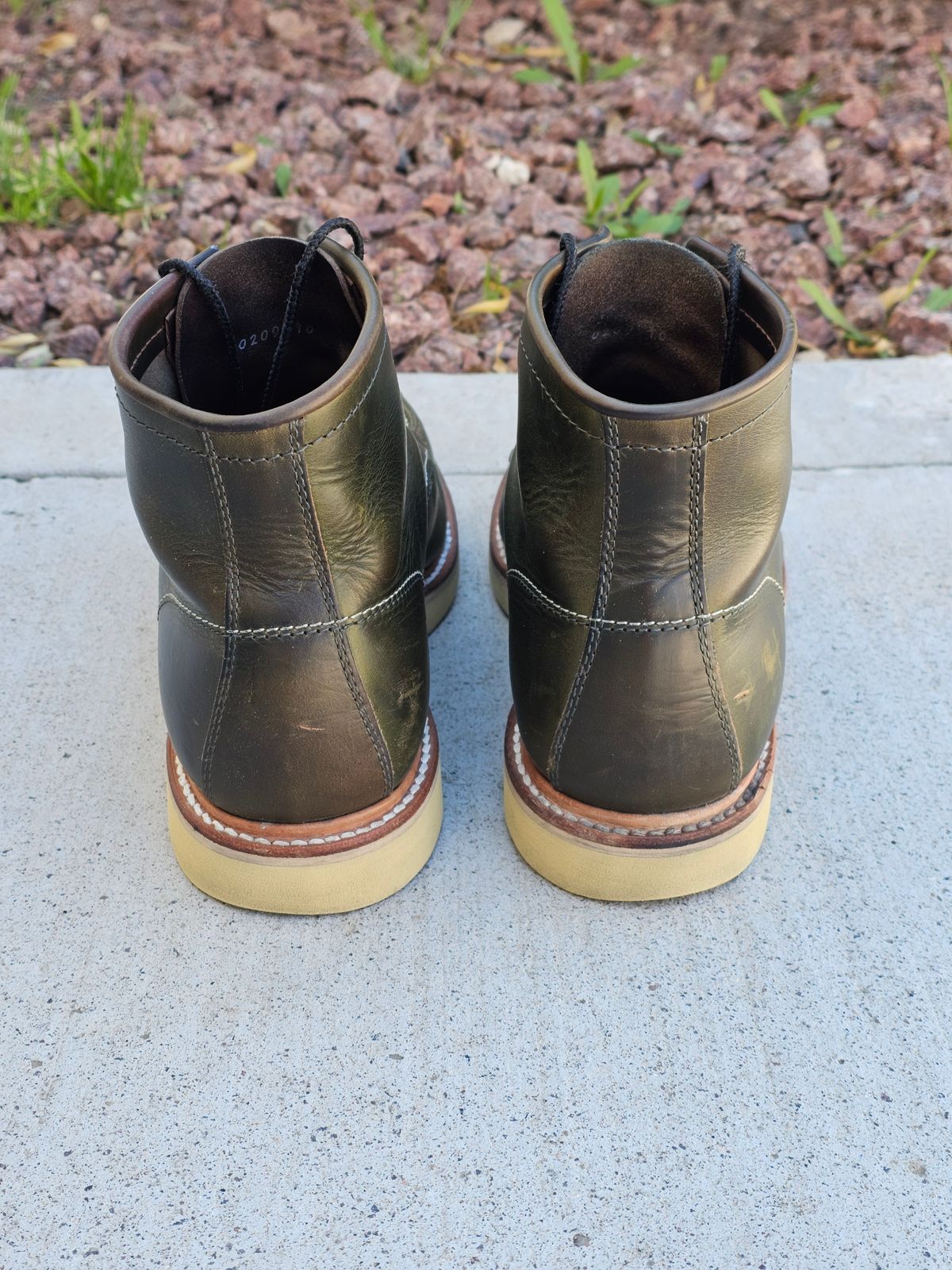 Photo by cgbaird2 on April 3, 2024 of the Jamvaida Japanese Moc Toe in Horween Olive Chromexcel.