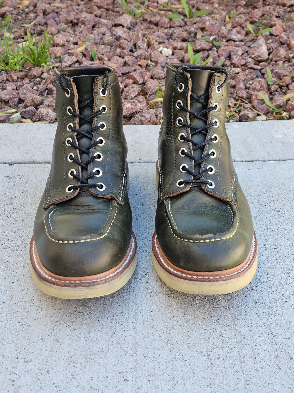 Photo by cgbaird2 on April 3, 2024 of the Jamvaida Japanese Moc Toe in Horween Olive Chromexcel.