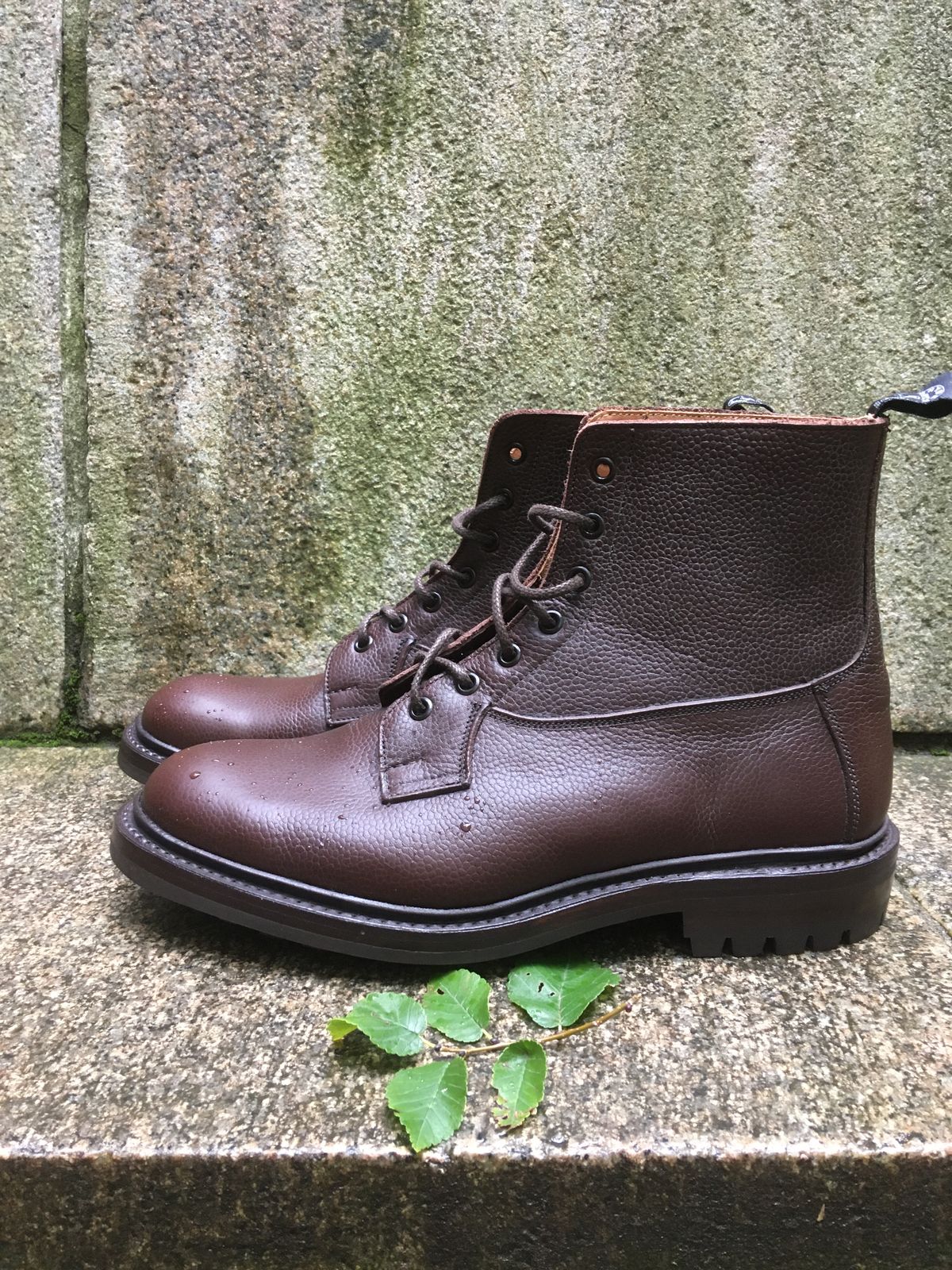 Photo by doublekicks on October 3, 2022 of the Tricker's Burford Plain Derby Boot in Dark Brown Olivia Scotch Grain.