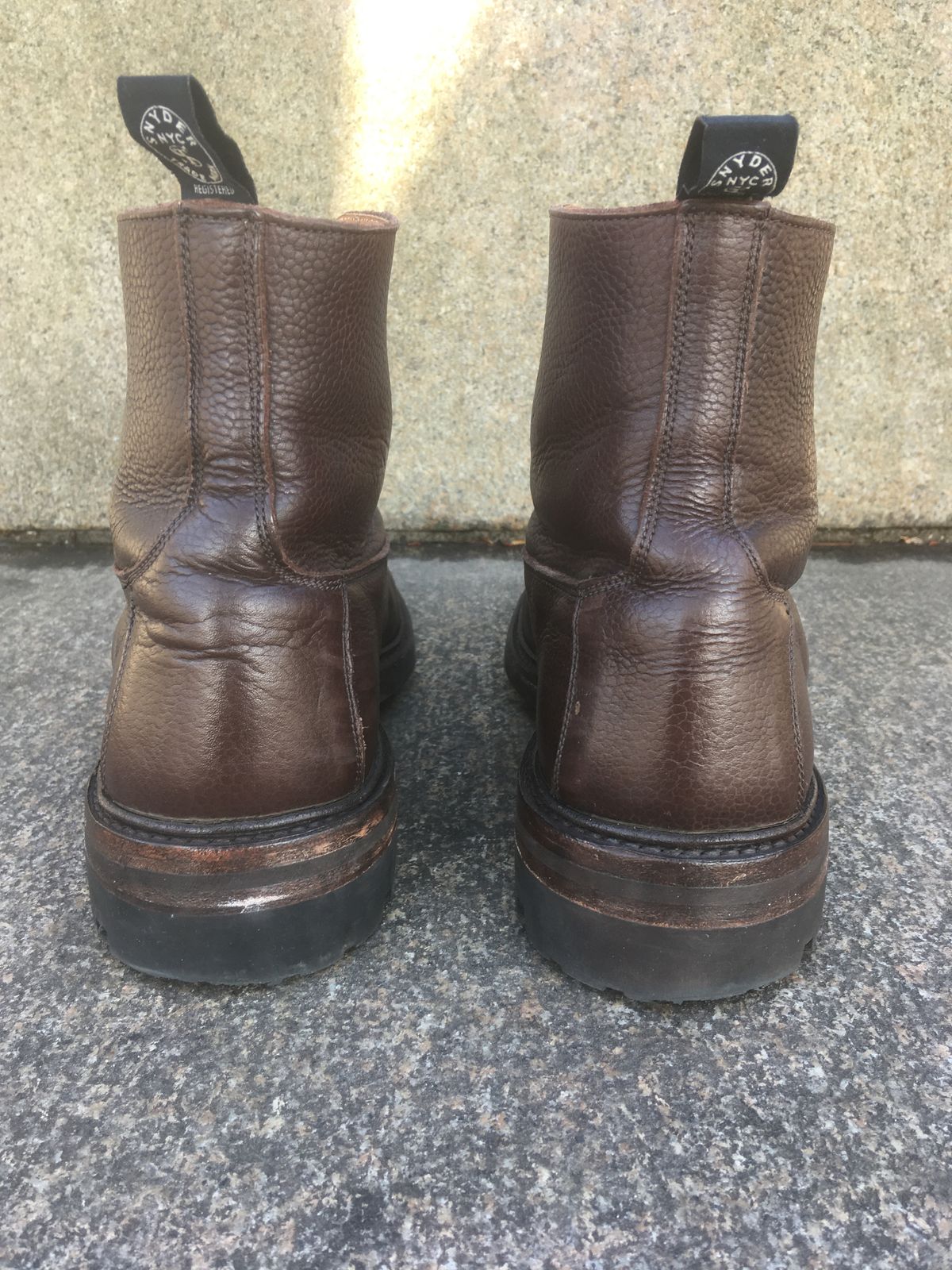 Photo by doublekicks on February 4, 2023 of the Tricker's Burford Plain Derby Boot in Dark Brown Olivia Scotch Grain.