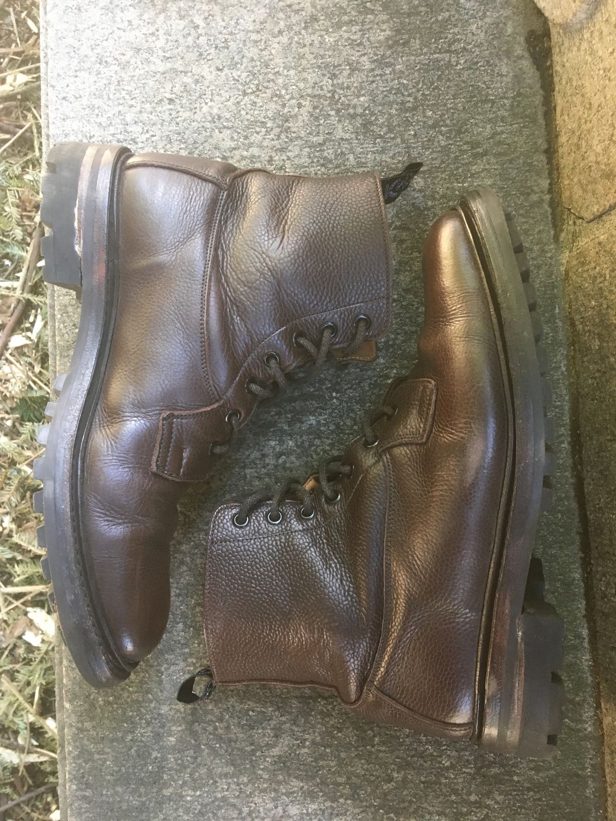 Photo by doublekicks on February 4, 2023 of the Tricker's Burford Plain Derby Boot in Dark Brown Olivia Scotch Grain.