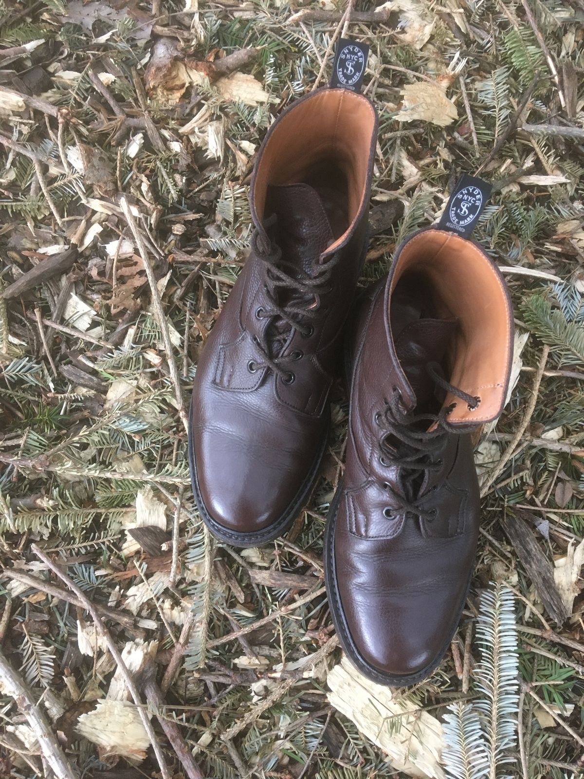 Photo by doublekicks on March 4, 2023 of the Tricker's Burford Plain Derby Boot in Dark Brown Olivia Scotch Grain.