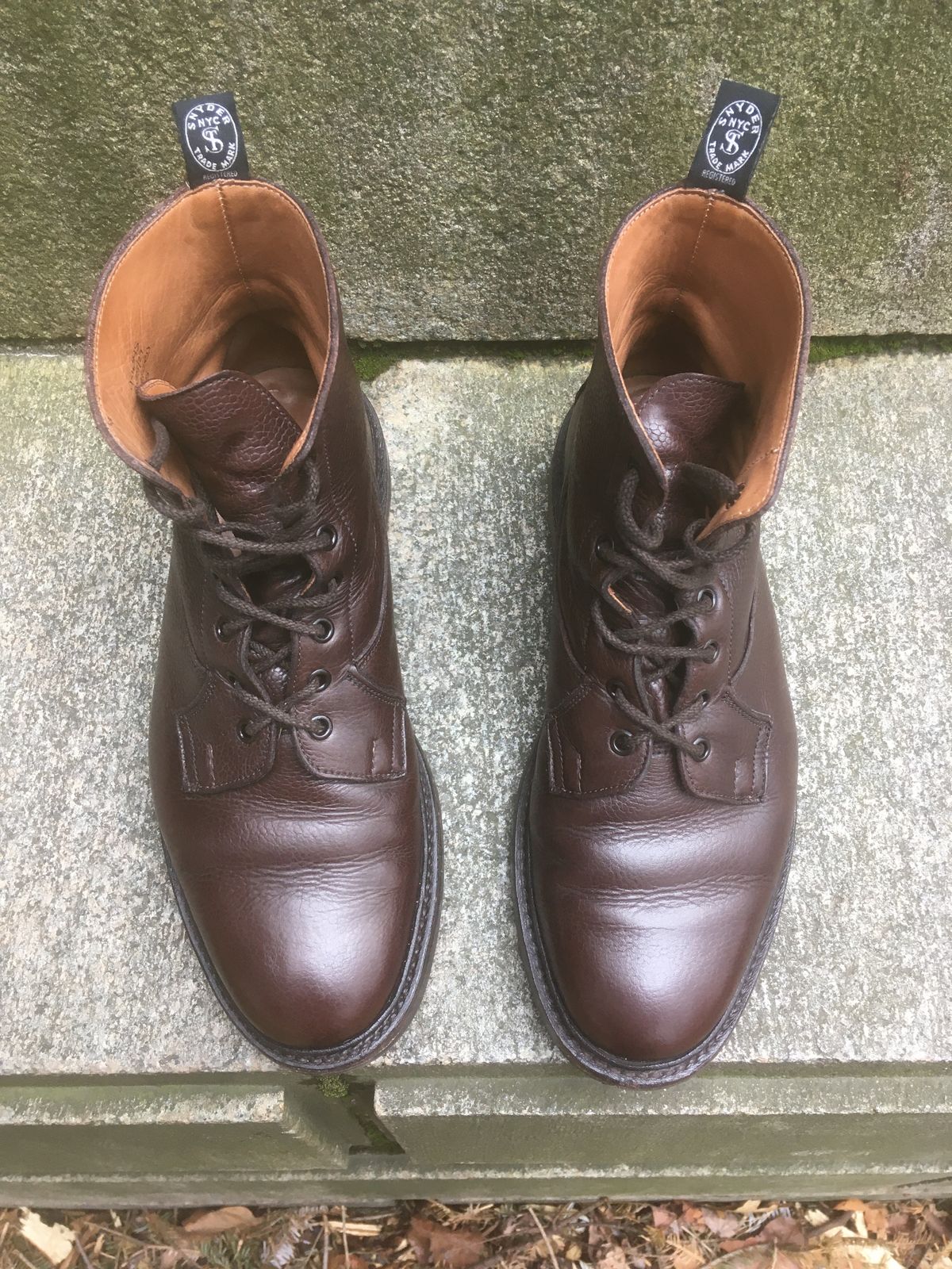 Photo by doublekicks on March 4, 2023 of the Tricker's Burford Plain Derby Boot in Dark Brown Olivia Scotch Grain.