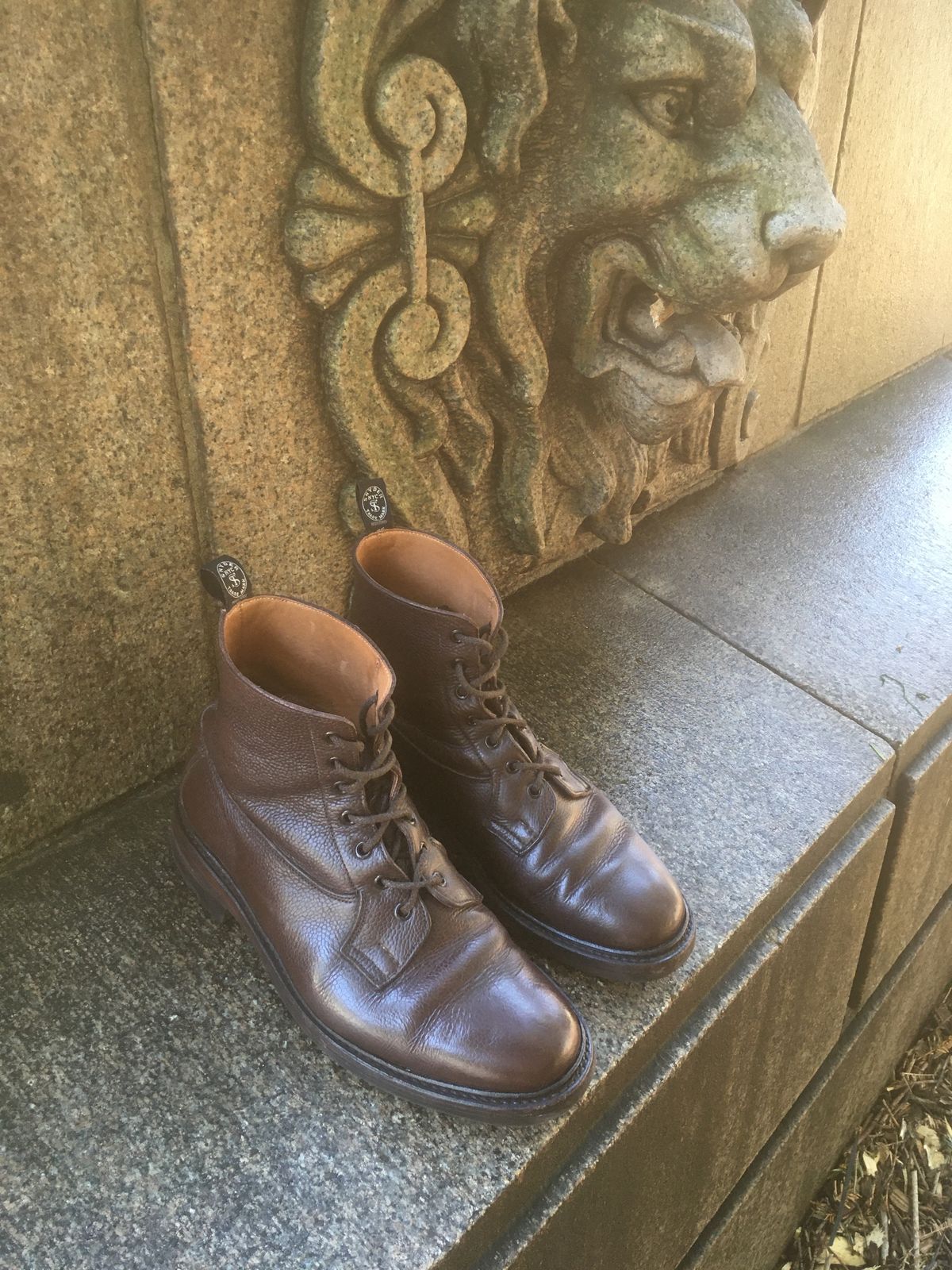 Photo by doublekicks on April 2, 2023 of the Tricker's Burford Plain Derby Boot in Dark Brown Olivia Scotch Grain.