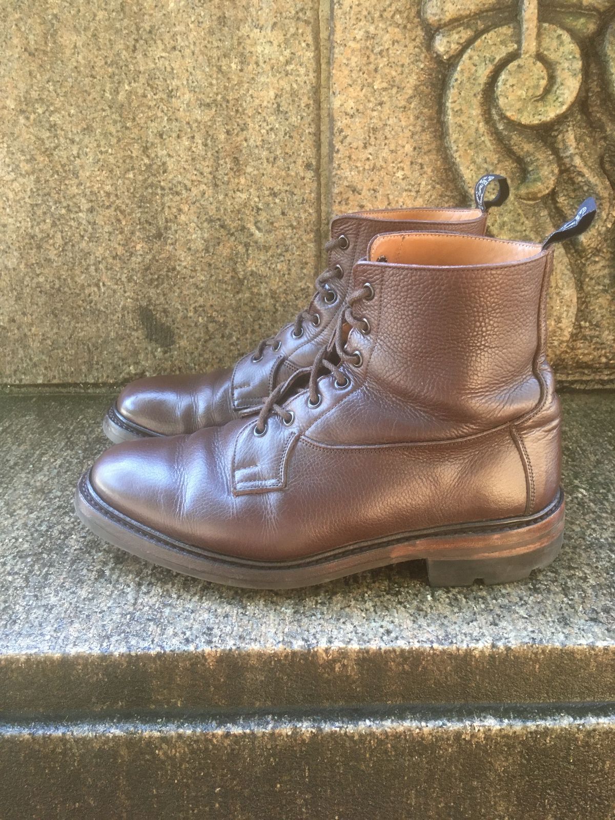 Photo by doublekicks on April 2, 2023 of the Tricker's Burford Plain Derby Boot in Dark Brown Olivia Scotch Grain.