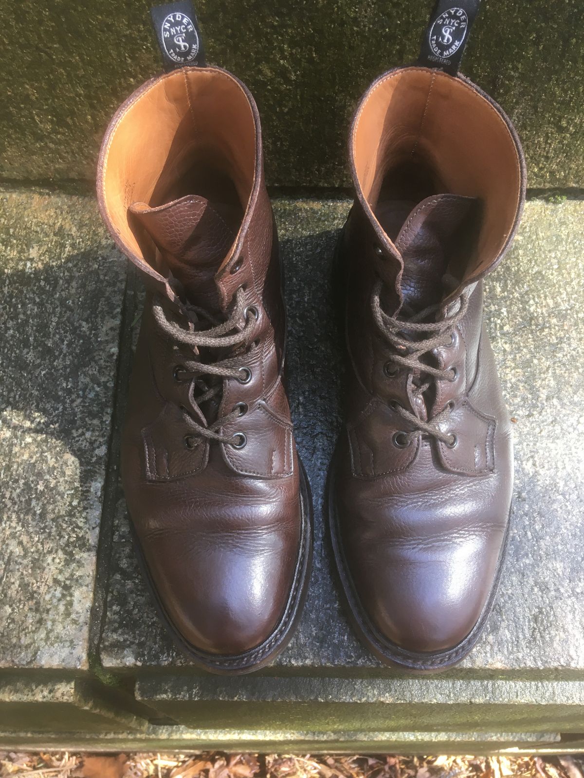 Photo by doublekicks on April 2, 2023 of the Tricker's Burford Plain Derby Boot in Dark Brown Olivia Scotch Grain.