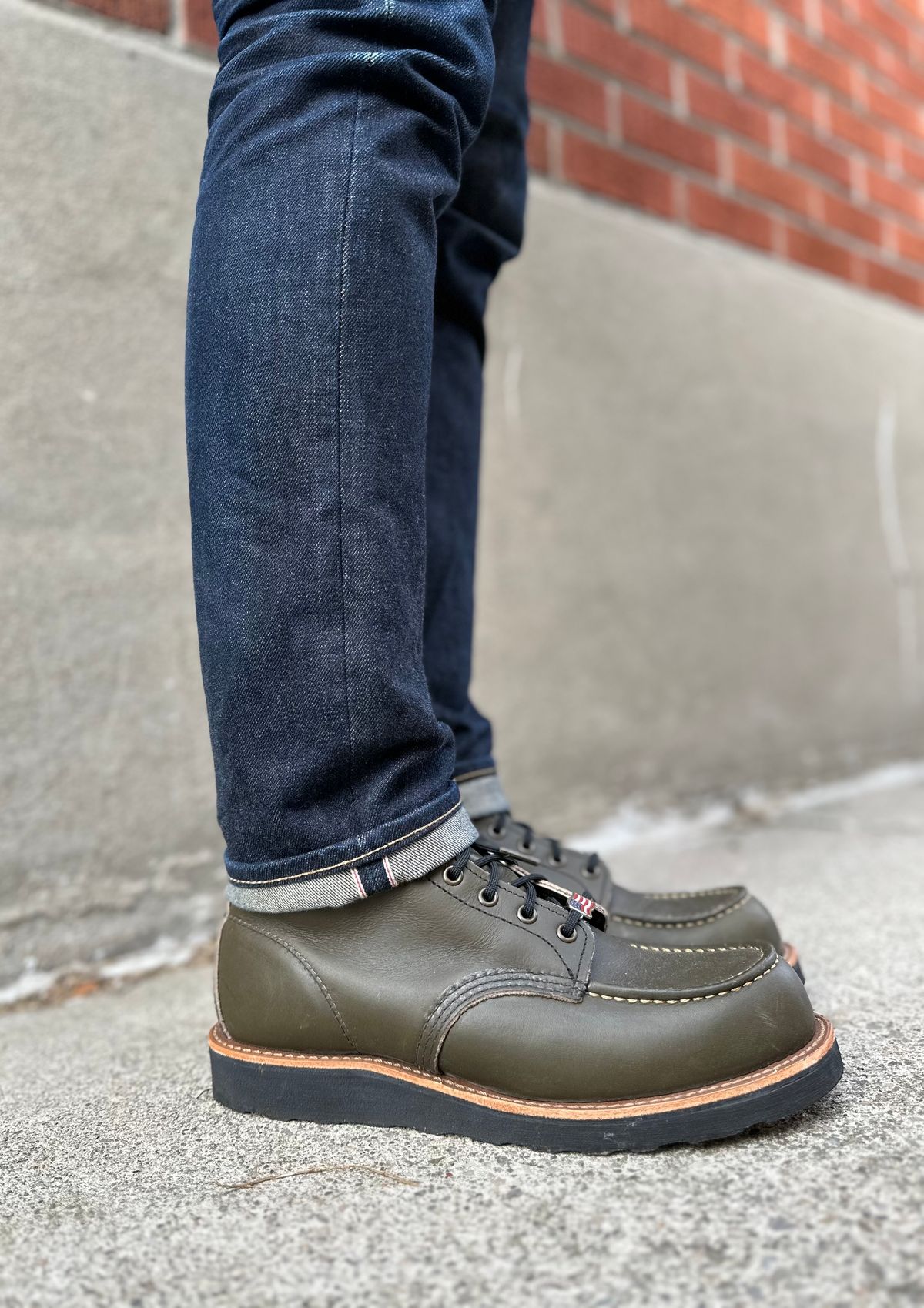 Photo by boots_and_all_ on December 4, 2023 of the Red Wing 6-Inch Classic Moc in S.B. Foot Alpine Portage.