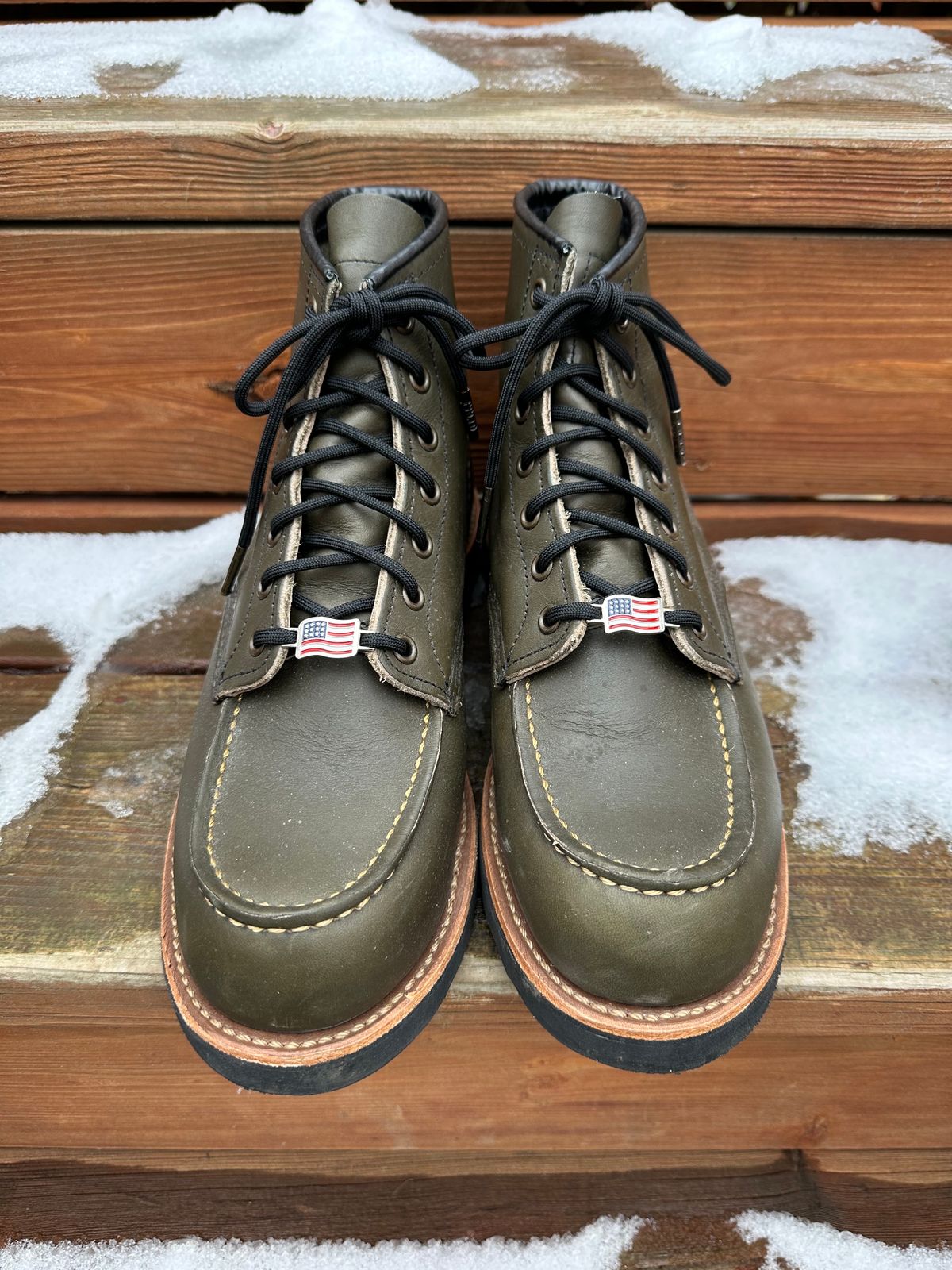 Photo by boots_and_all_ on January 4, 2024 of the Red Wing 6-Inch Classic Moc in S.B. Foot Alpine Portage.