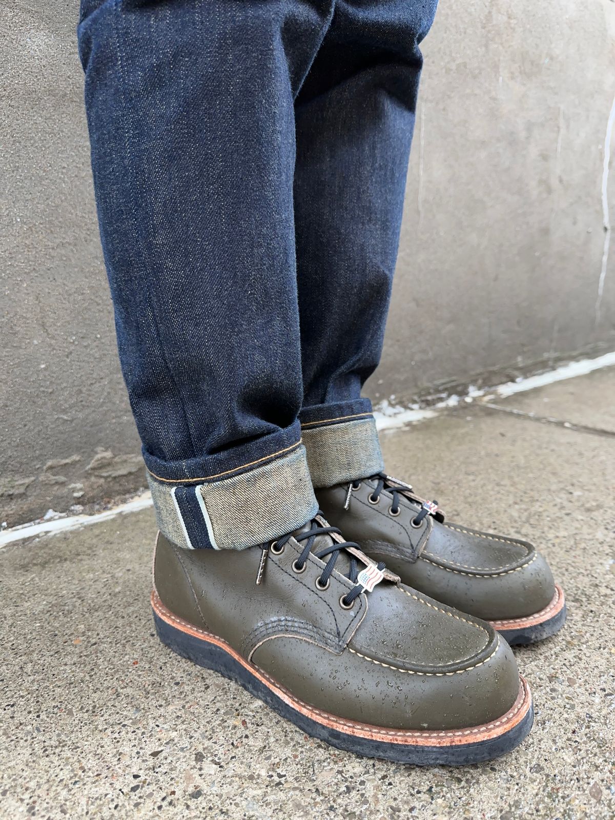 Photo by boots_and_all_ on April 4, 2024 of the Red Wing 6-Inch Classic Moc in S.B. Foot Alpine Portage.