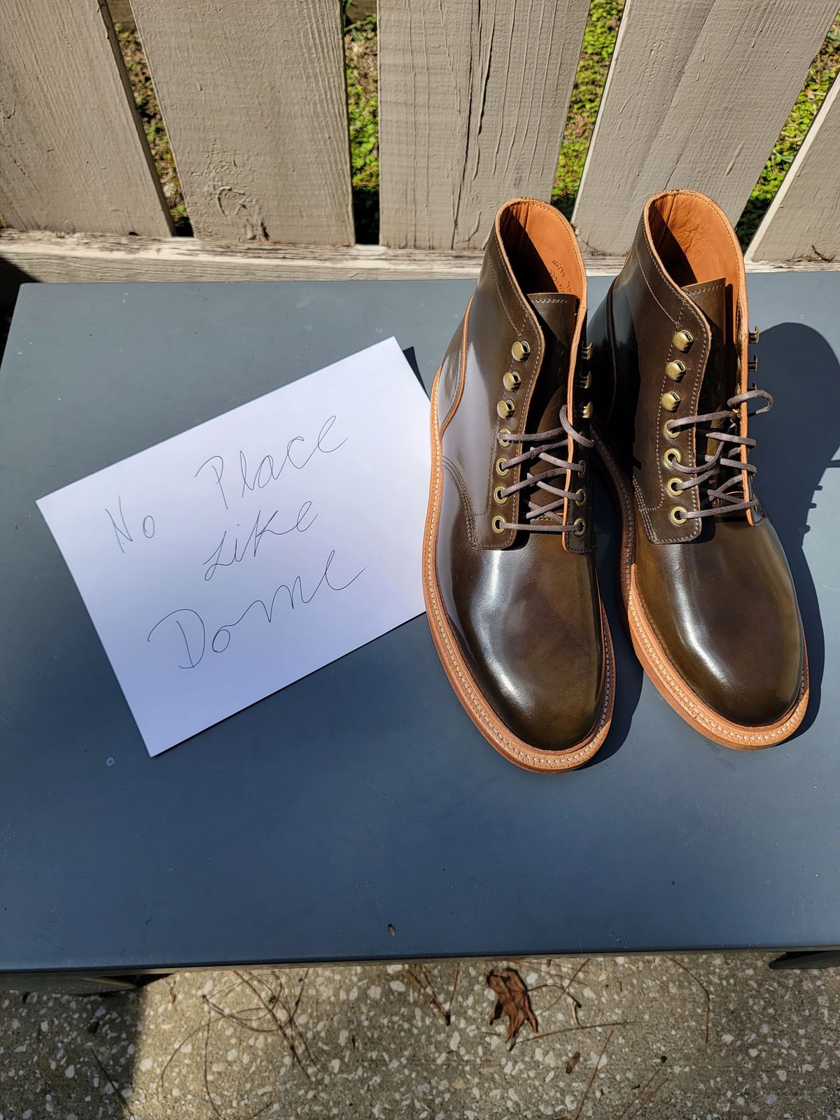 Photo by luisRuiz1125 on November 2, 2022 of the Grant Stone Diesel Boot in Horween Maduro Shell Cordovan.