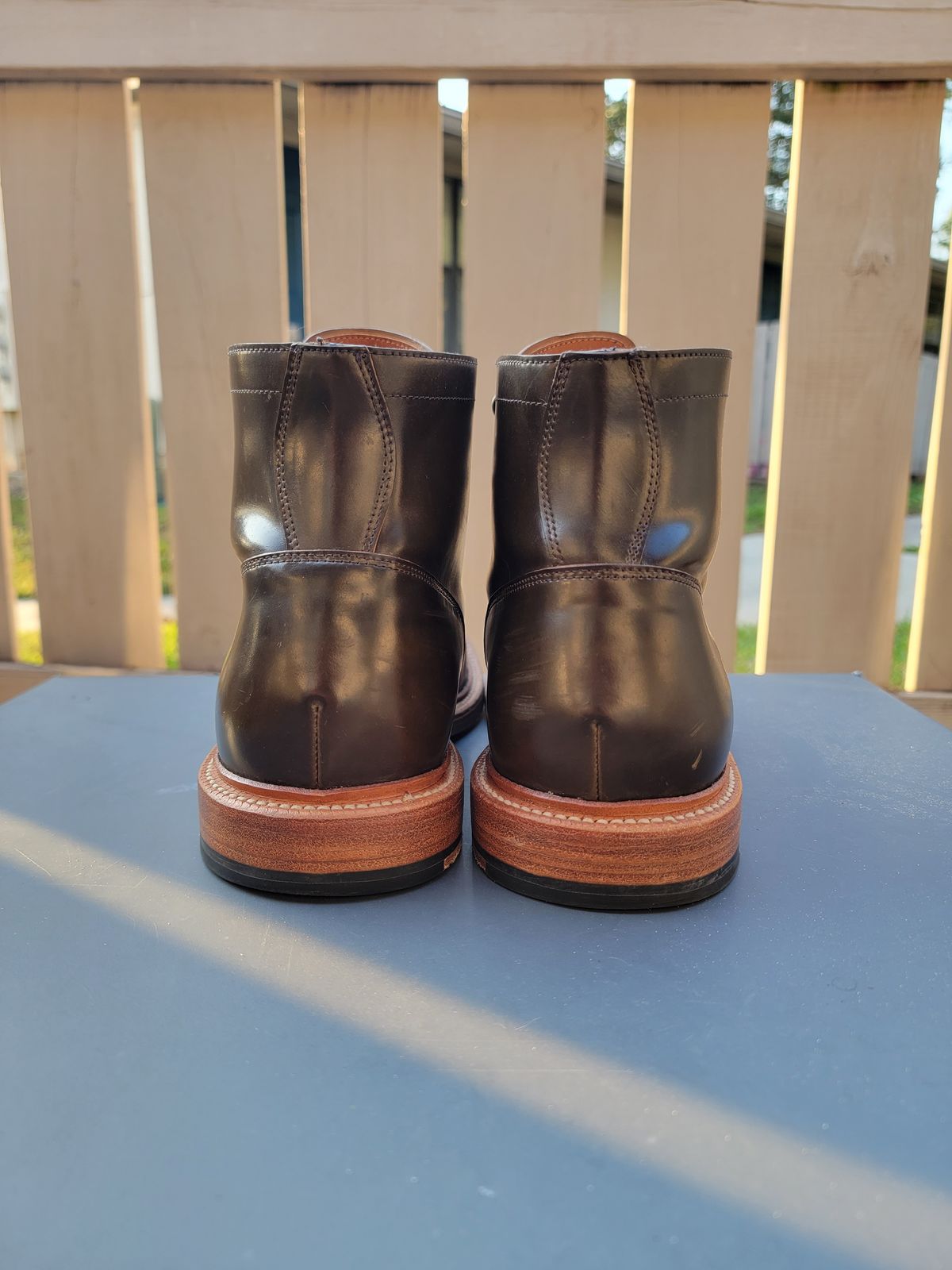 Photo by luisRuiz1125 on December 4, 2022 of the Grant Stone Diesel Boot in Horween Maduro Shell Cordovan.