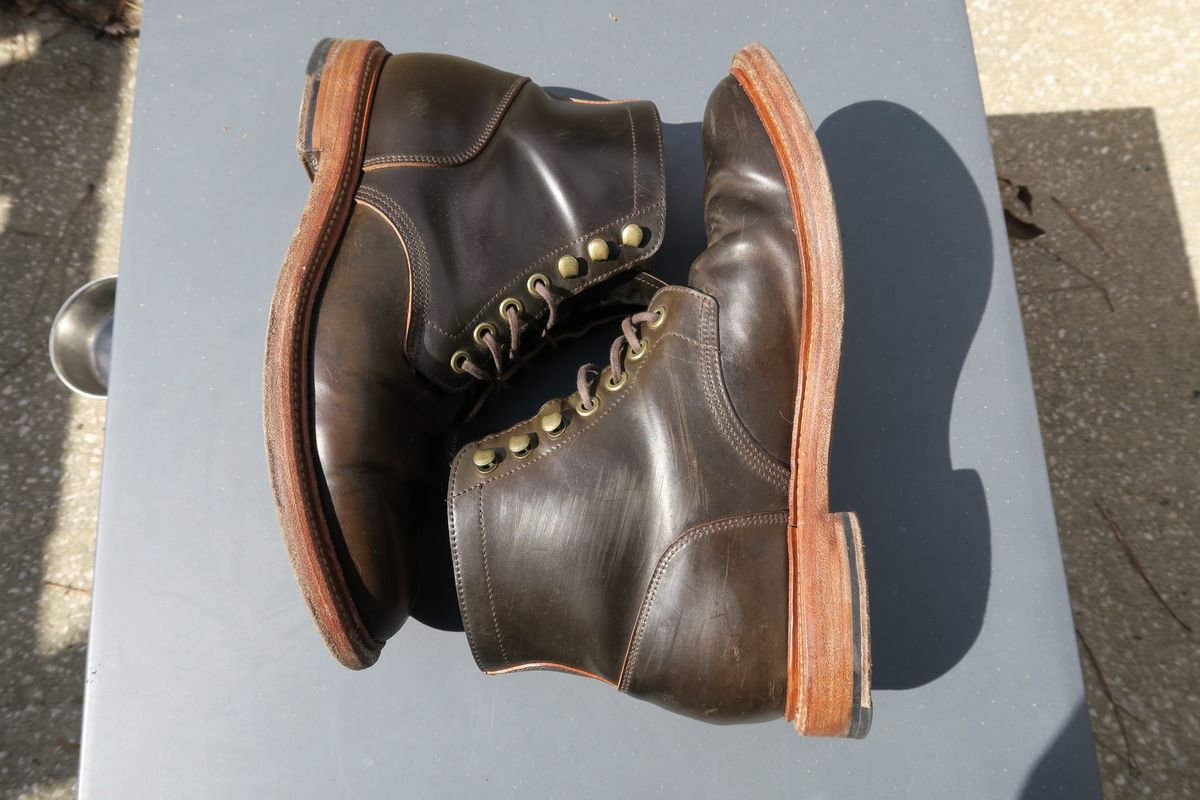 Photo by luisRuiz1125 on February 4, 2023 of the Grant Stone Diesel Boot in Horween Maduro Shell Cordovan.