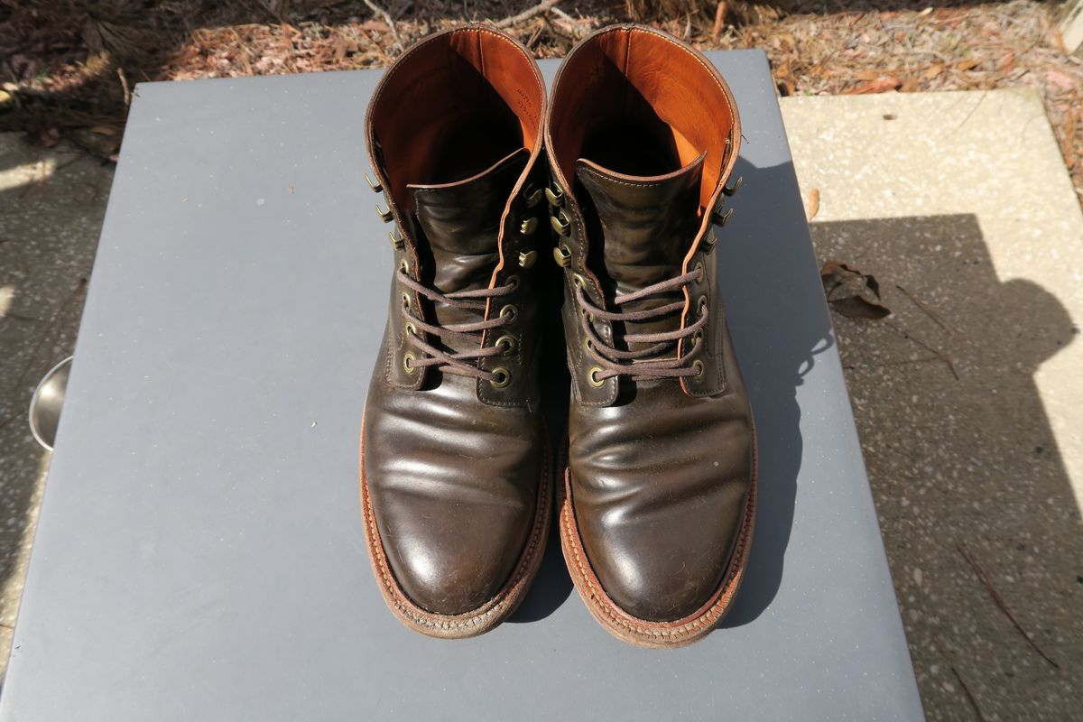 Photo by luisRuiz1125 on February 4, 2023 of the Grant Stone Diesel Boot in Horween Maduro Shell Cordovan.