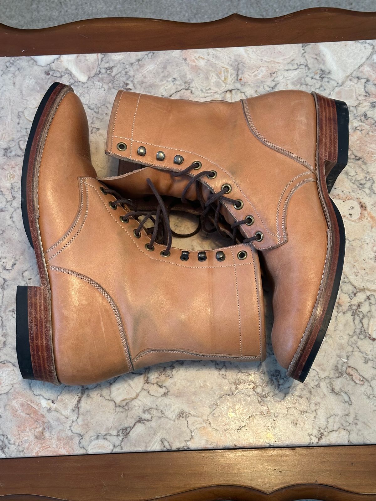 Photo by rrubes16 on February 5, 2024 of the Onderhoud SVC02 Packer Boot in Horween Natural Essex.