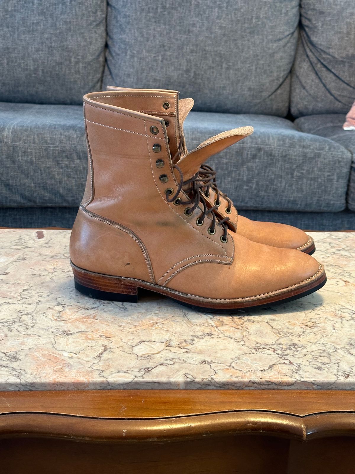 Photo by rrubes16 on February 5, 2024 of the Onderhoud SVC02 Packer Boot in Horween Natural Essex.
