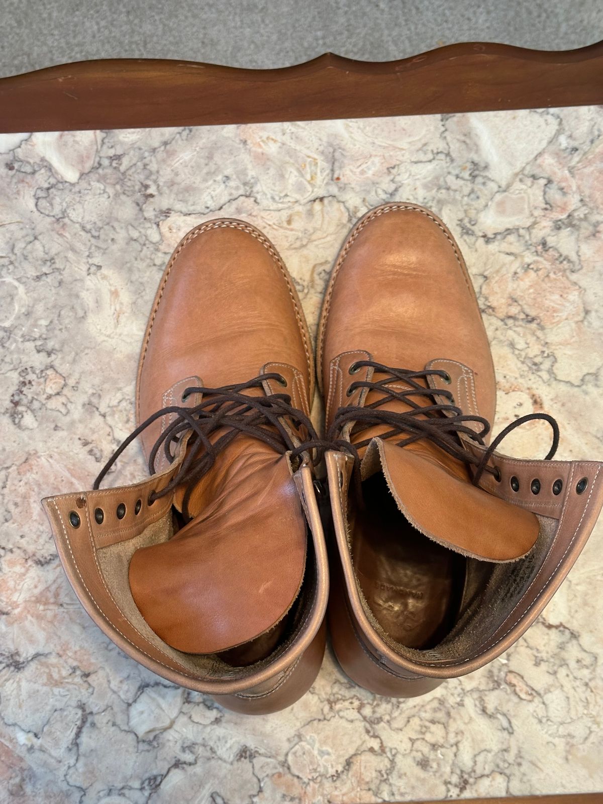 Photo by rrubes16 on February 5, 2024 of the Onderhoud SVC02 Packer Boot in Horween Natural Essex.