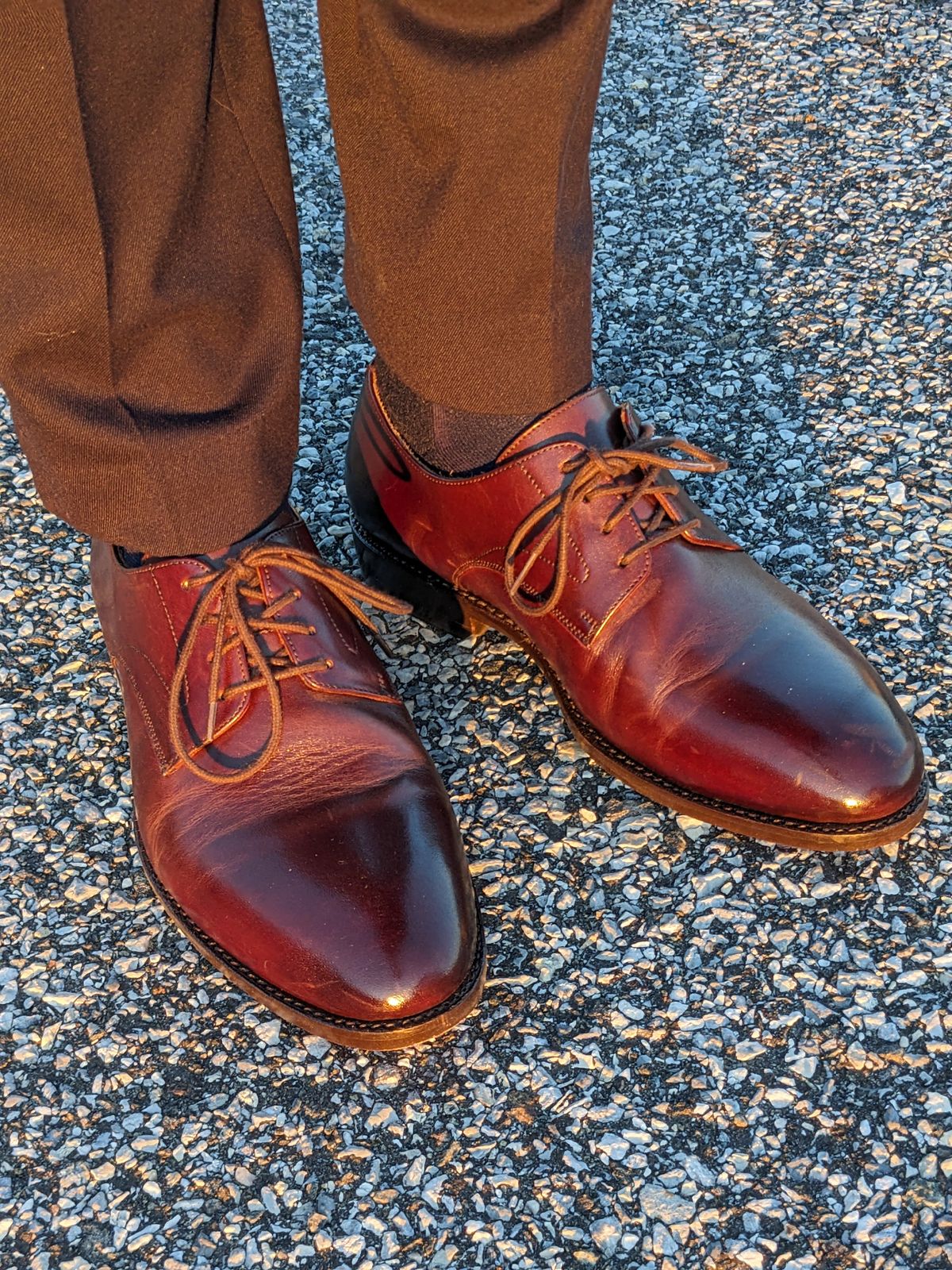 Photo by atgrey on October 31, 2023 of the Blkbrd Shoemaker Xavier Plain Vamp Derby in Unknown Leather.