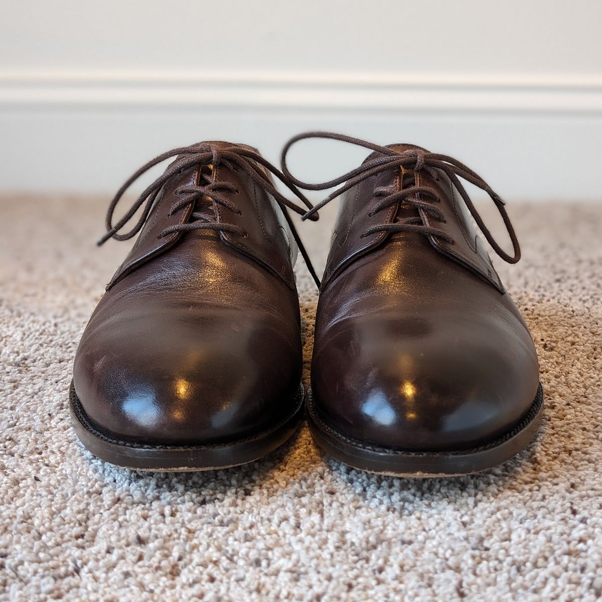 Photo by atgrey on January 5, 2024 of the Blkbrd Shoemaker Xavier Plain Vamp Derby in Unknown Leather.