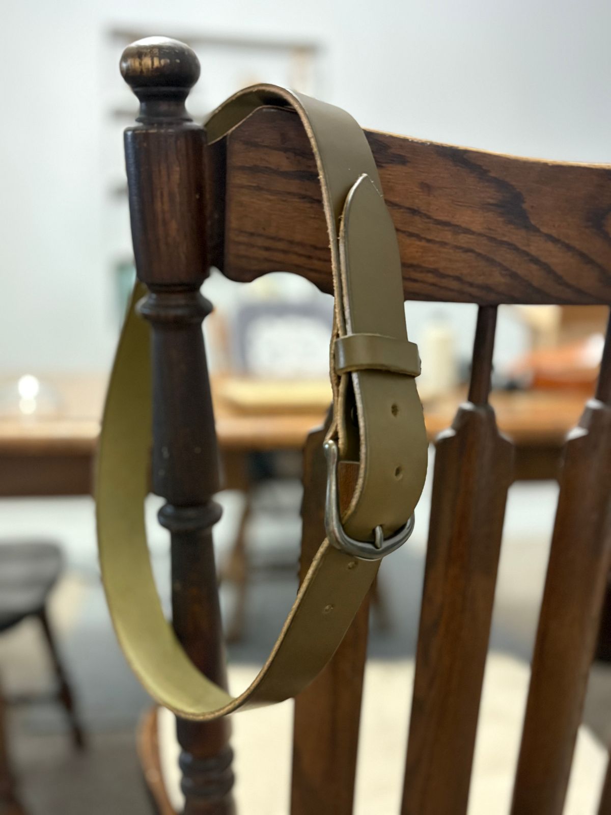 Photo by drew_15 on April 23, 2026 of the Self-Made Belt in Wickett & Craig Olive English Bridle.