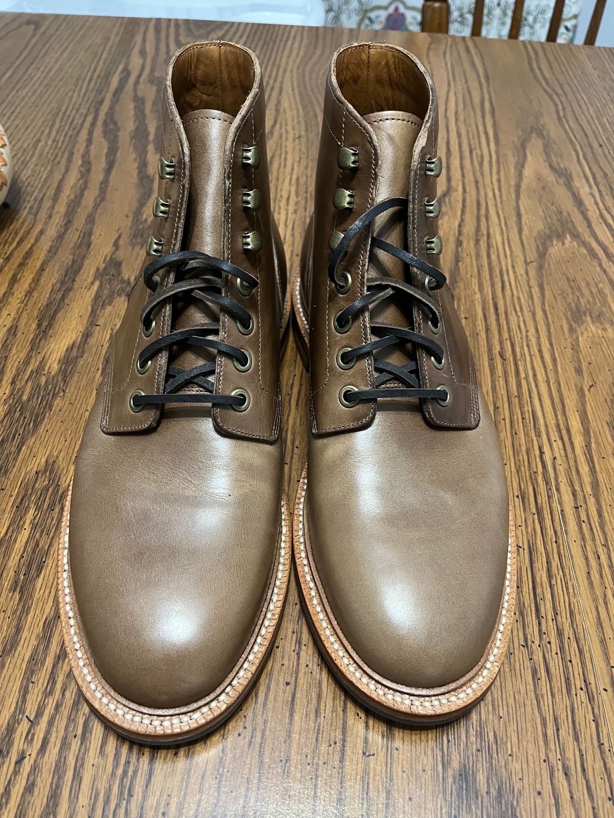 Photo by drew_15 on November 30, 2023 of the Grant Stone Diesel Boot in Horween Dune Chromexcel.