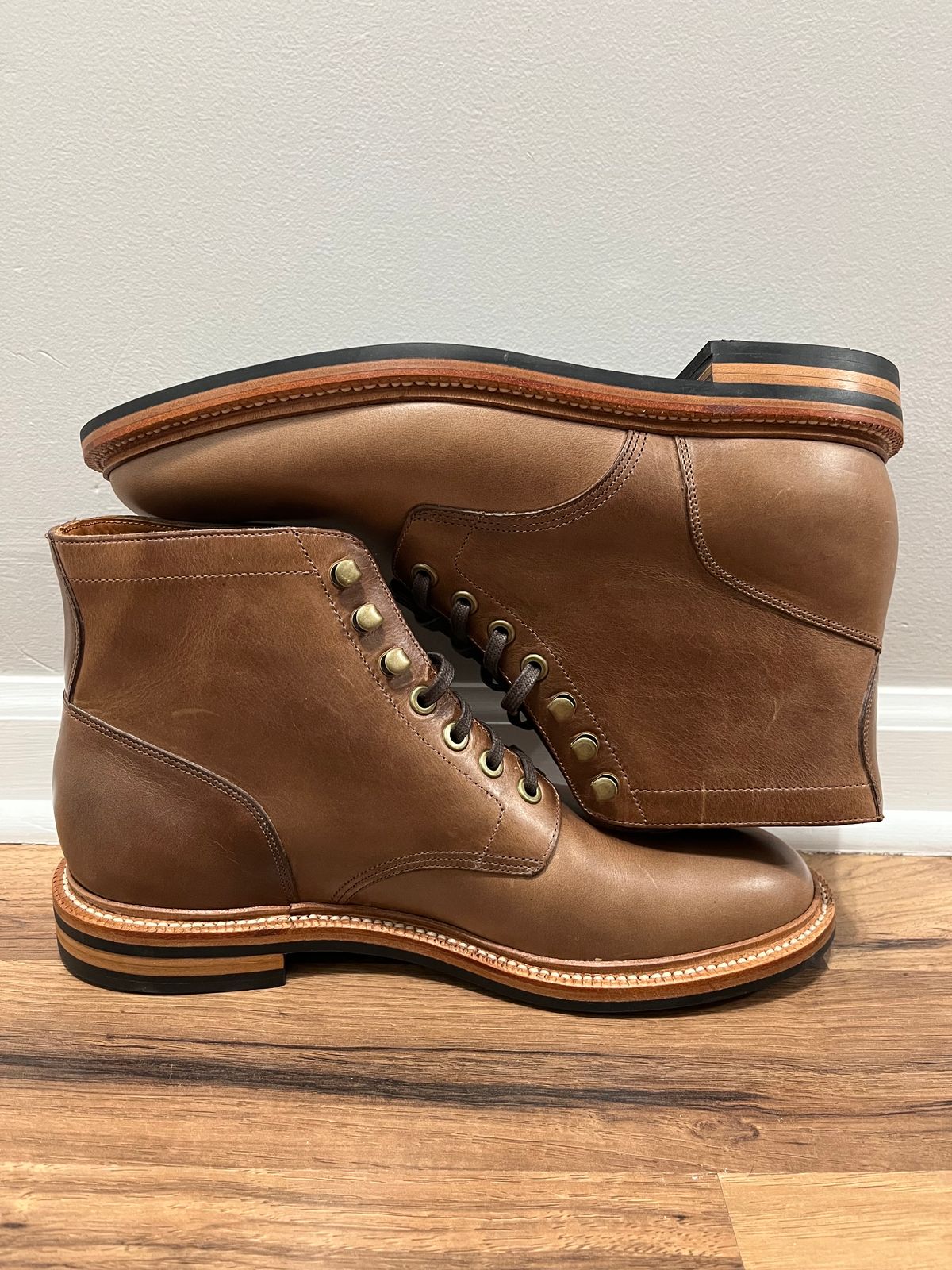 Photo by drew_15 on December 1, 2023 of the Grant Stone Diesel Boot in Horween Dune Chromexcel.