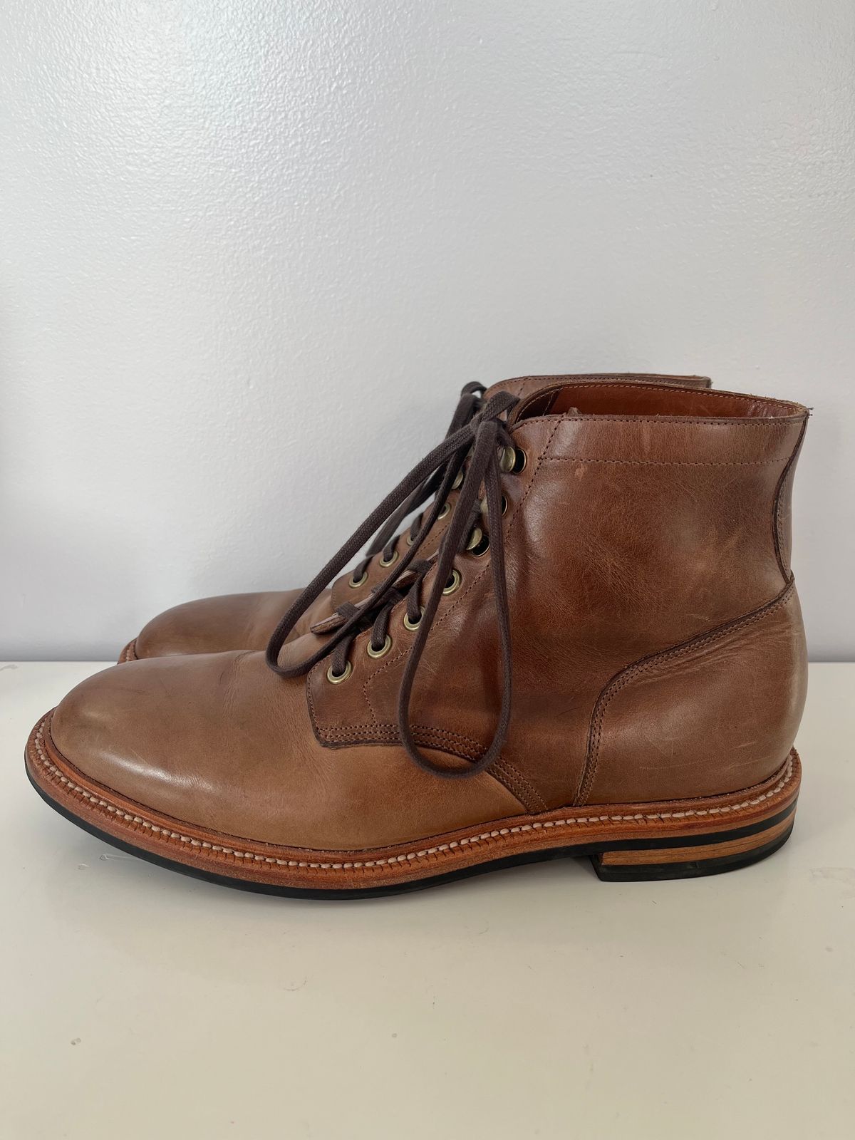 Photo by drew_15 on January 13, 2024 of the Grant Stone Diesel Boot in Horween Dune Chromexcel.