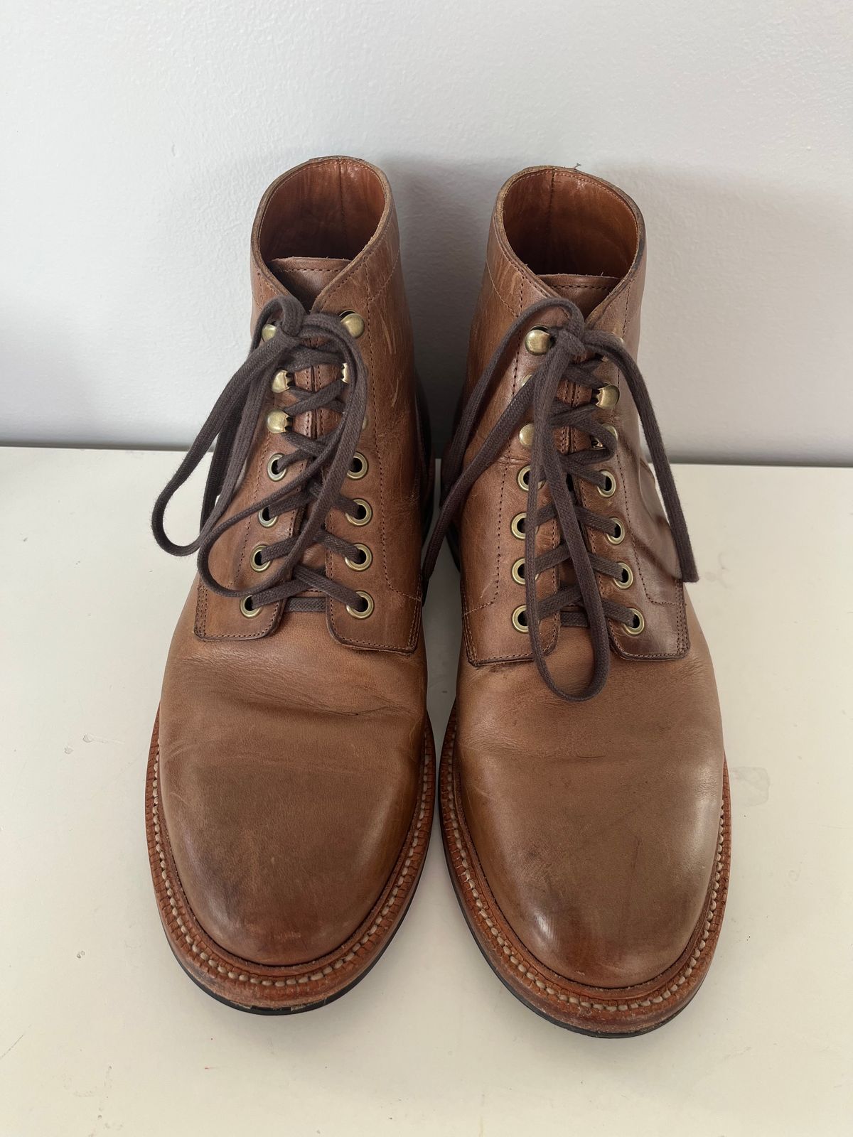 Photo by drew_15 on January 13, 2024 of the Grant Stone Diesel Boot in Horween Dune Chromexcel.
