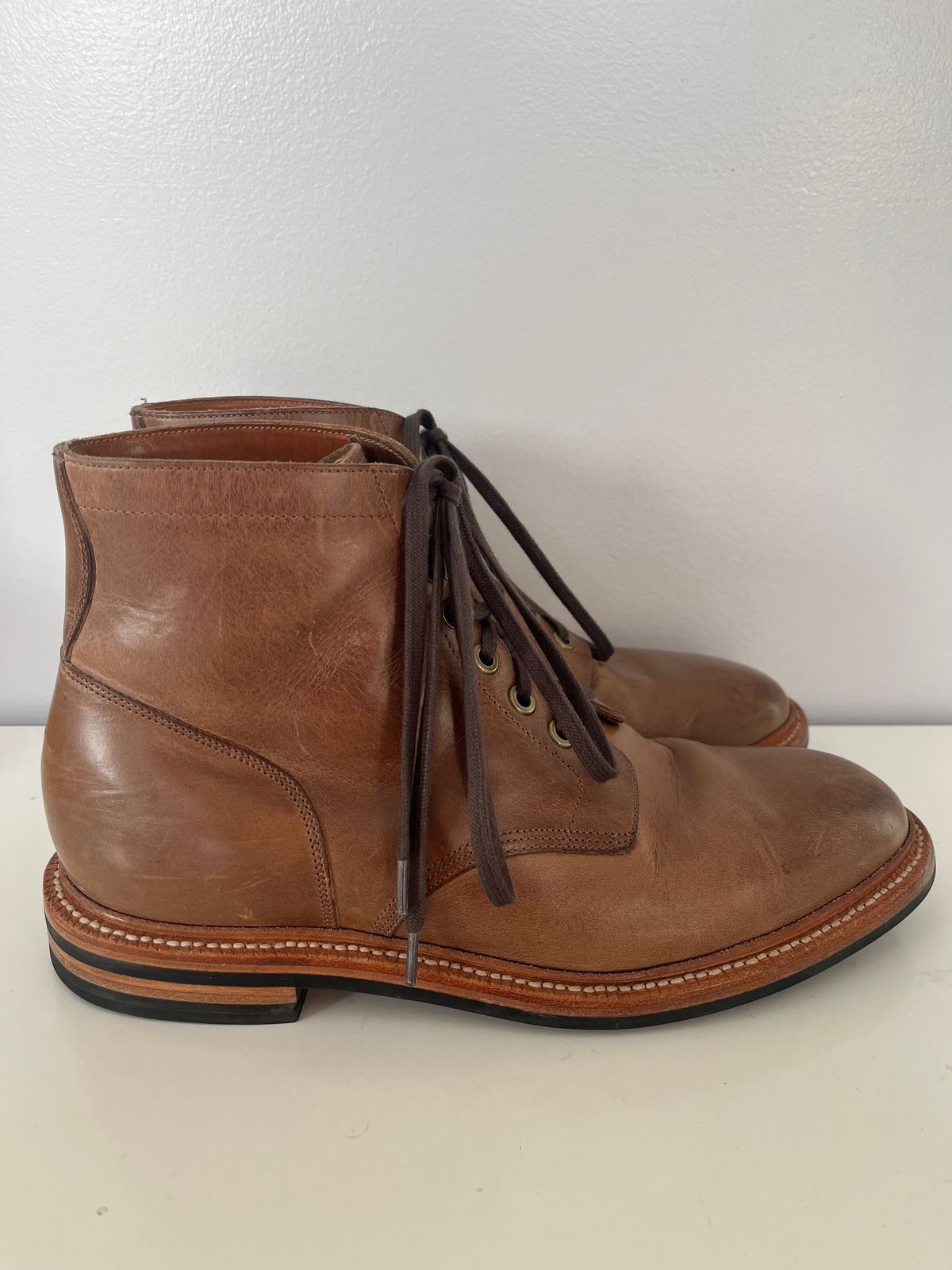 Photo by drew_15 on January 13, 2024 of the Grant Stone Diesel Boot in Horween Dune Chromexcel.