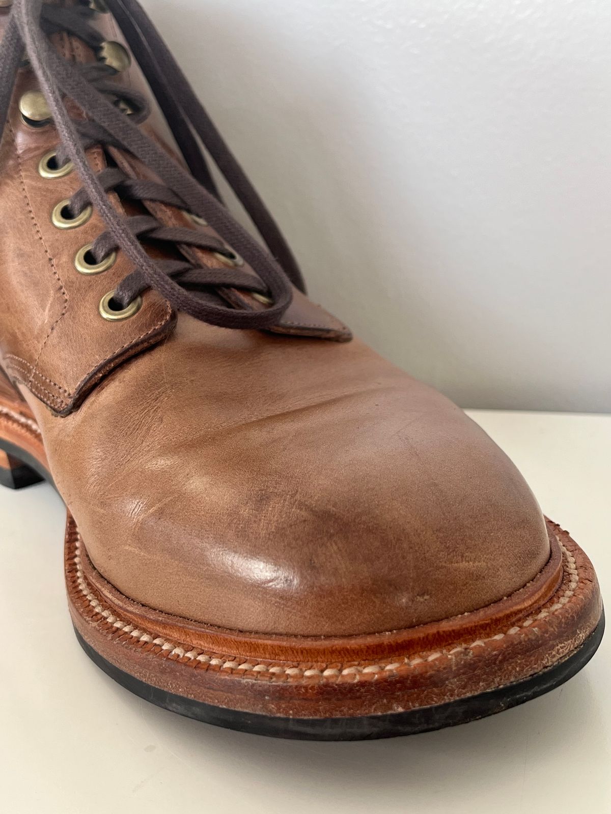 Photo by drew_15 on January 13, 2024 of the Grant Stone Diesel Boot in Horween Dune Chromexcel.