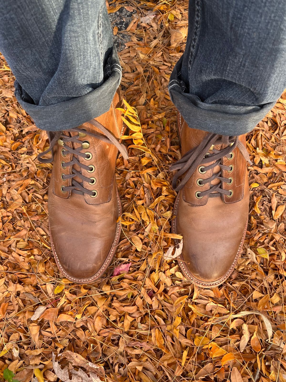 Photo by drew_15 on October 29, 2024 of the Grant Stone Diesel Boot in Horween Dune Chromexcel.
