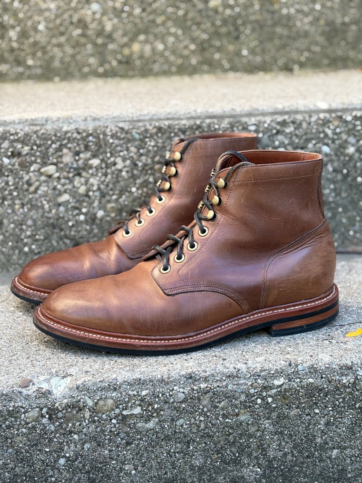 Photo by drew_15 on October 5, 2025 of the Grant Stone Diesel Boot in Horween Dune Chromexcel.