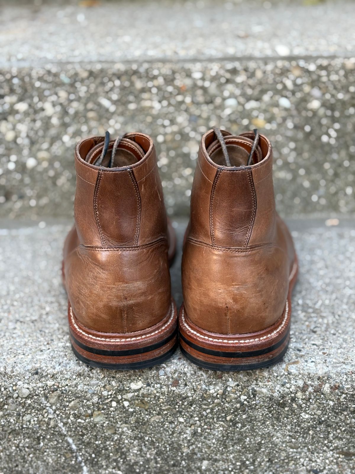 Photo by drew_15 on November 3, 2025 of the Grant Stone Diesel Boot in Horween Dune Chromexcel.