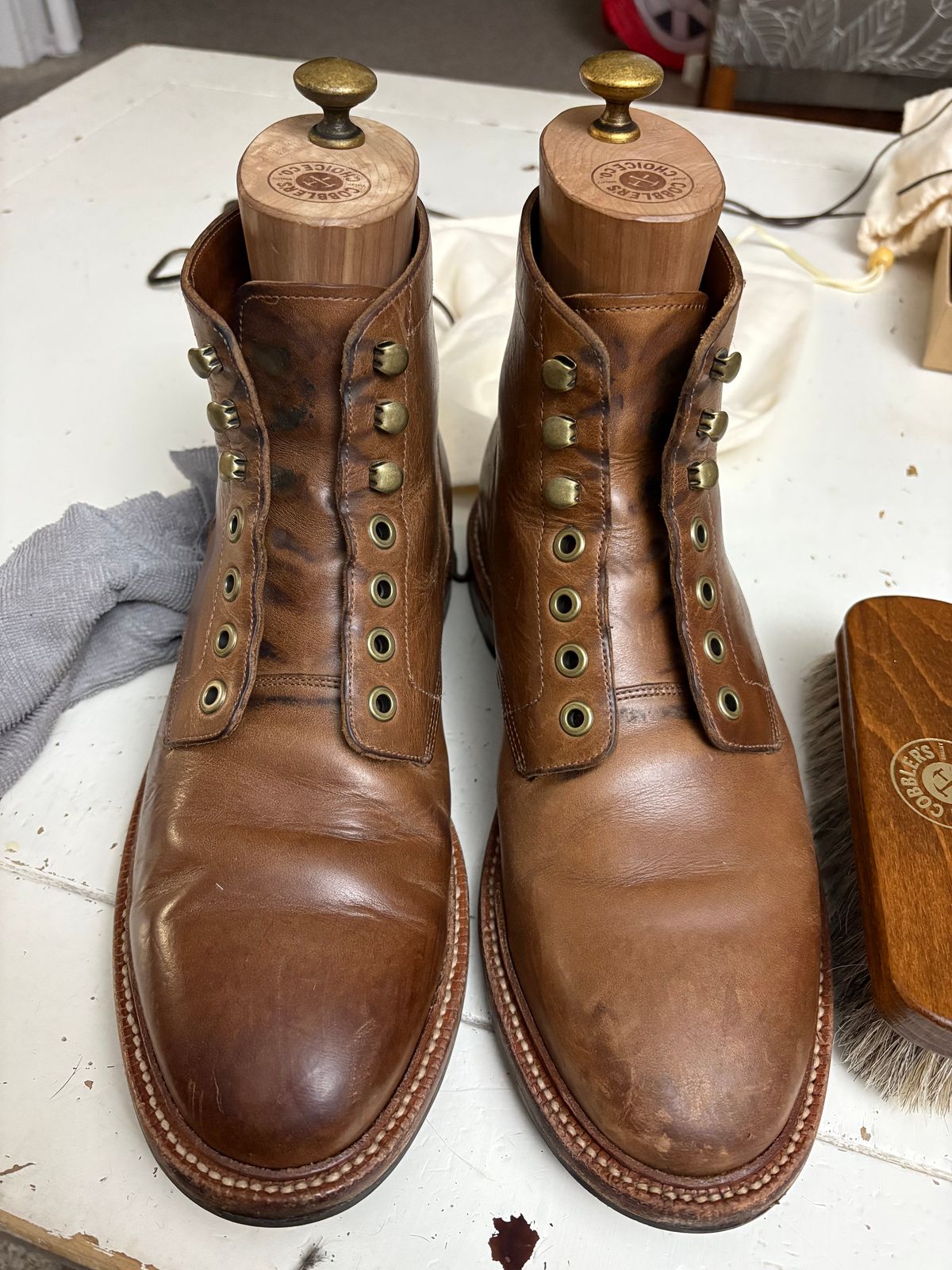Photo by drew_15 on January 11, 2026 of the Grant Stone Diesel Boot in Horween Dune Chromexcel.