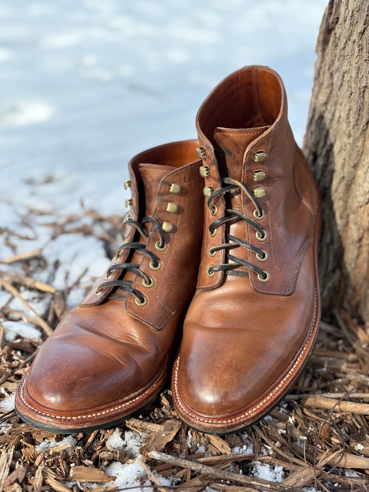 Photo by drew_15 on February 1, 2026 of the Grant Stone Diesel Boot in Horween Dune Chromexcel.